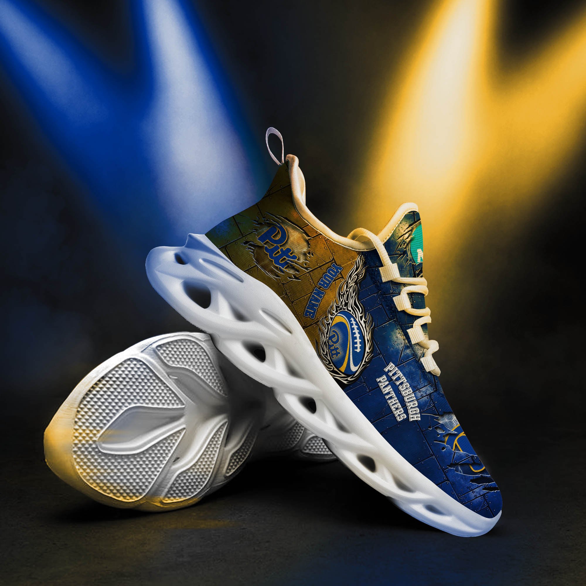 Pittsburgh Panthers Black Max Soul Shoes 2025 Versions, White Max Soul Shoes Custom Your Name PH879