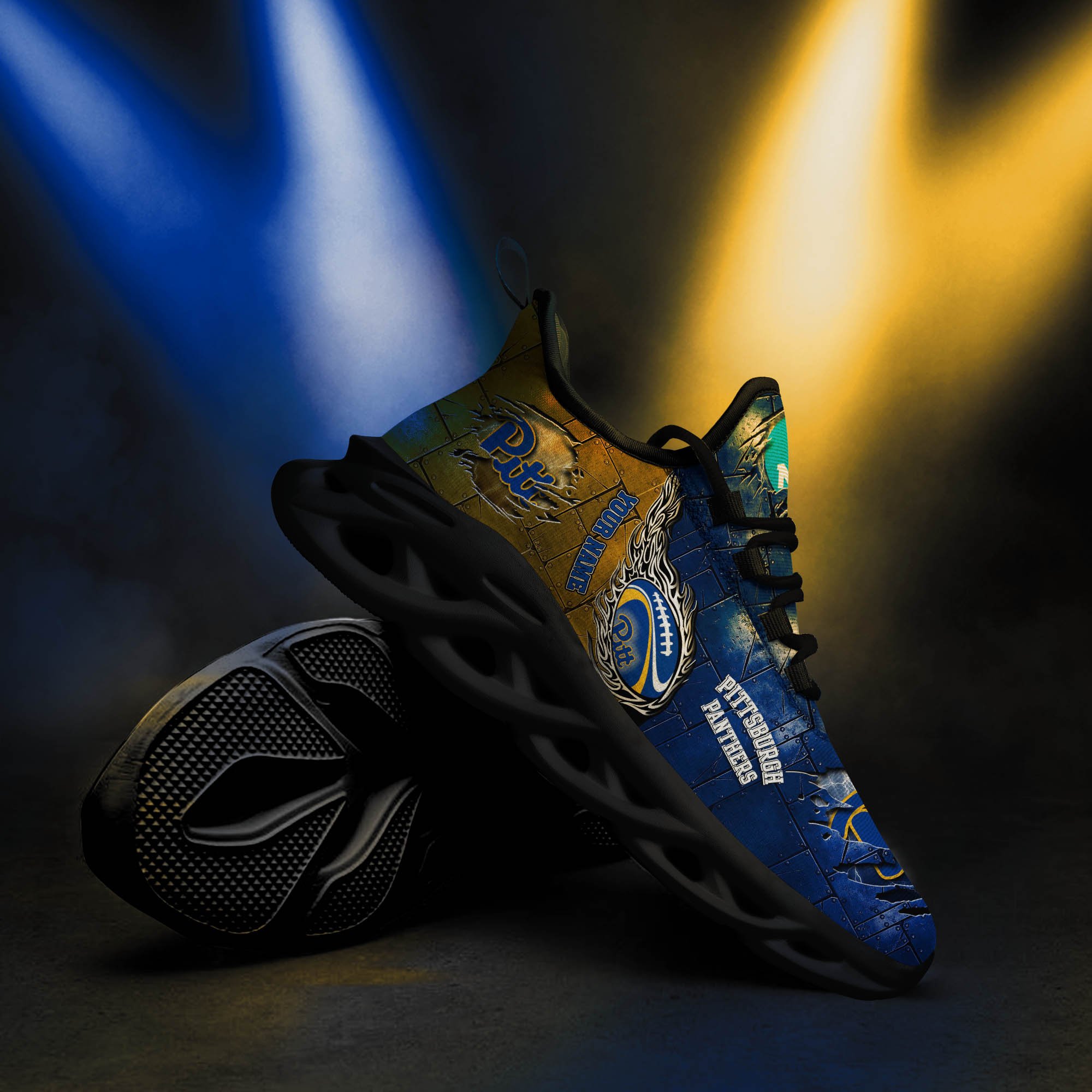 Pittsburgh Panthers Black Max Soul Shoes 2025 Versions, White Max Soul Shoes Custom Your Name PH879