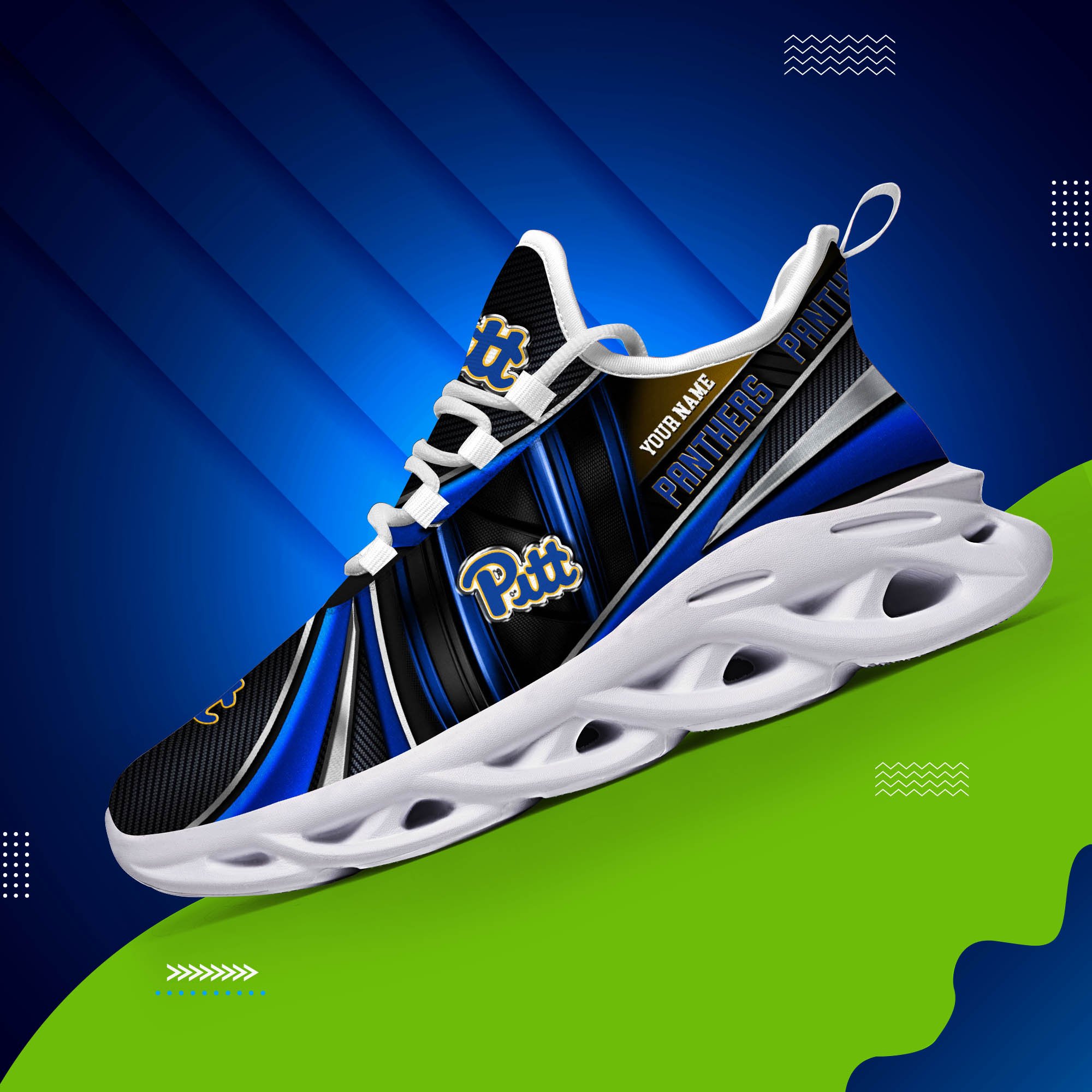 Pittsburgh Panthers White C Sneakers 2025 Version Personalized Your Name, Sport Team Sneakers, Sport Gifts PH892