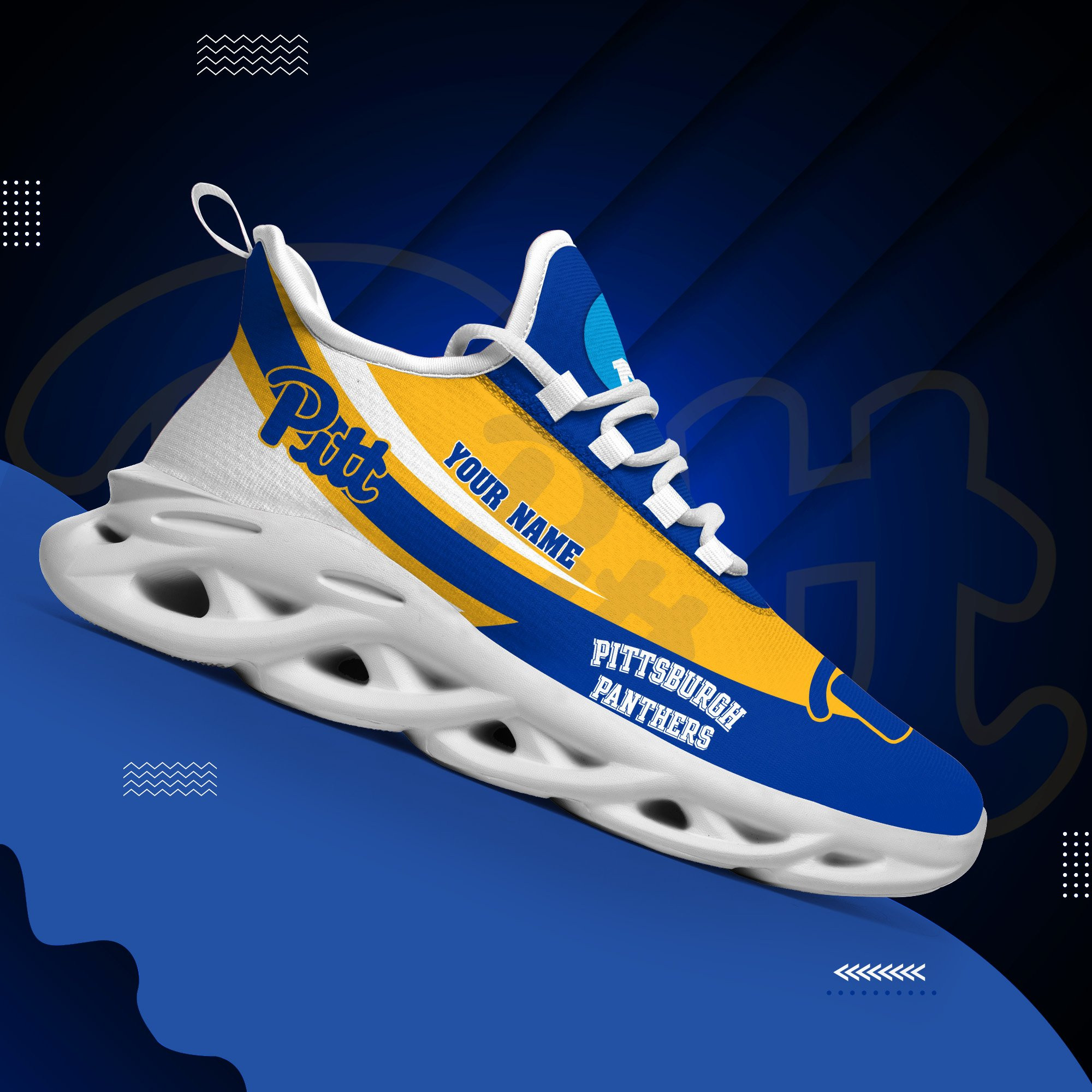 Pittsburgh Panthers White Max Soul Shoes 2025 Versions Custom Your Name, Sports Gift For Fan PH019