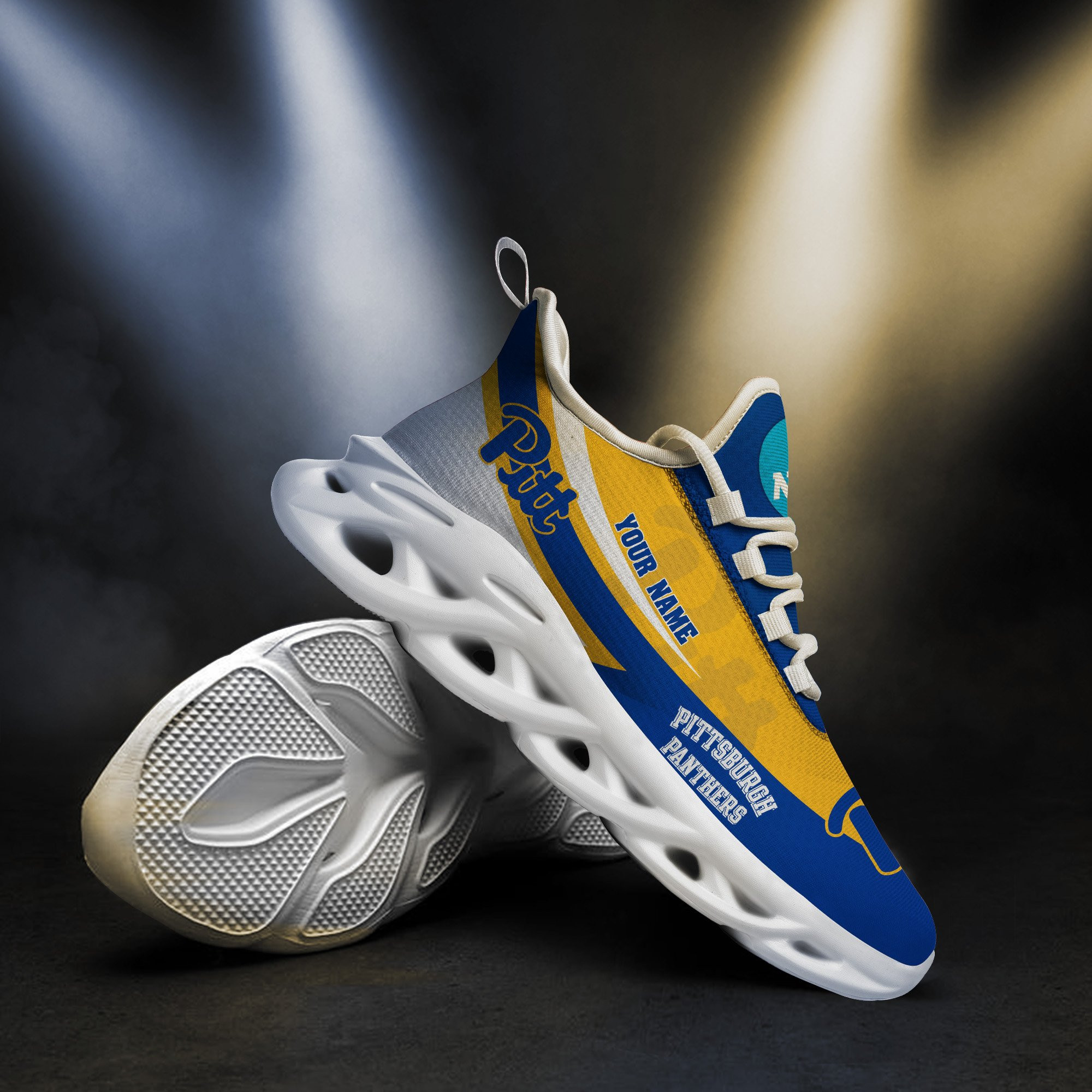 Pittsburgh Panthers White Max Soul Shoes 2025 Versions Custom Your Name, Sports Gift For Fan PH019