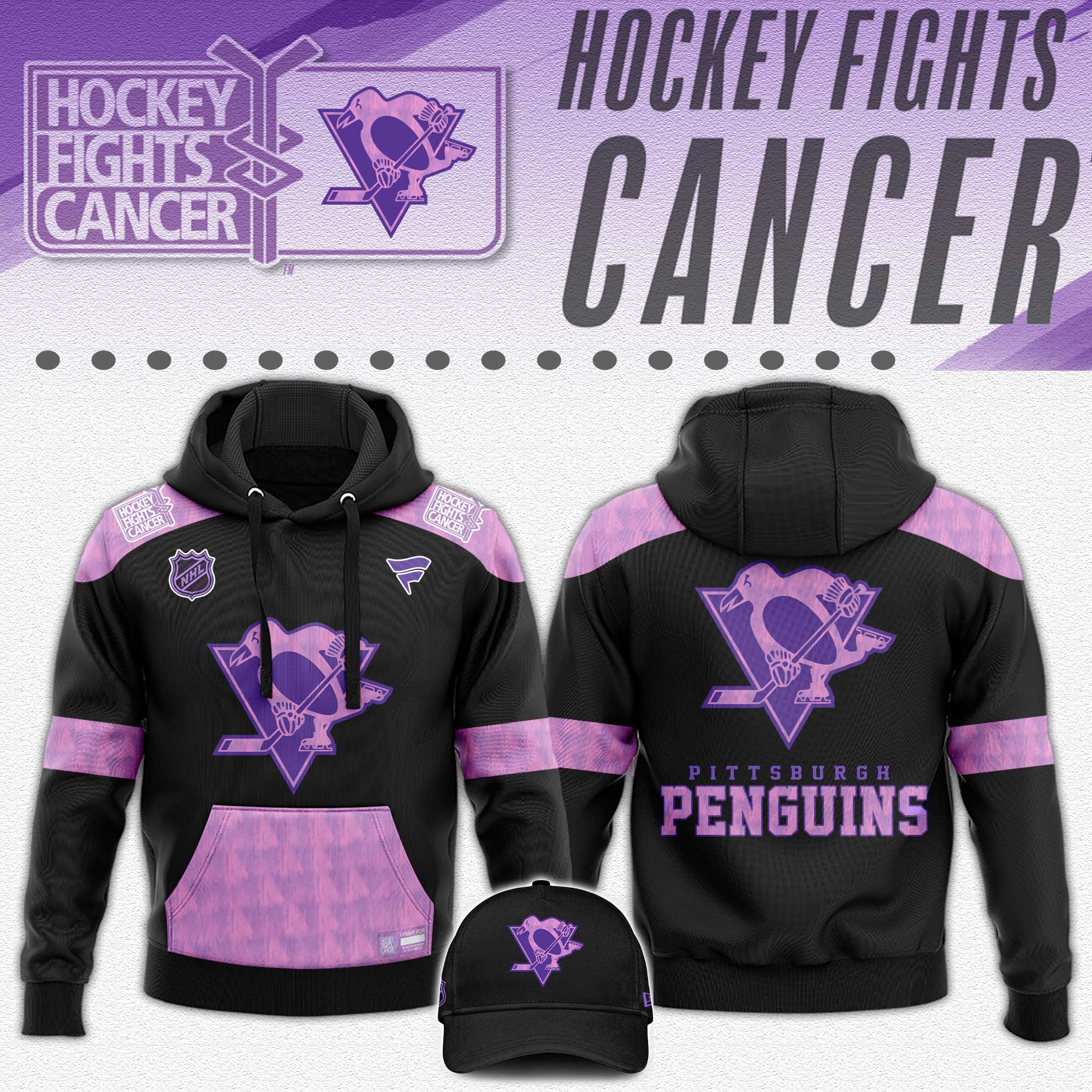 Pittsburgh Penguins Hockey Fights Cancer Hoodie #2 