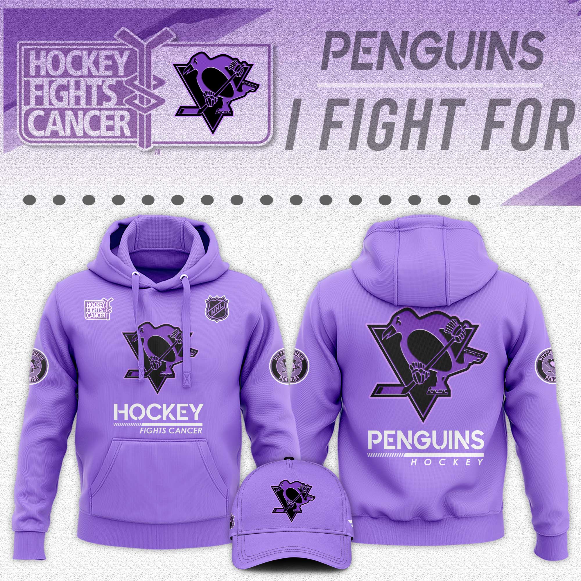 Pittsburgh Penguins Hockey Fights Cancer Unisex Hoodie 