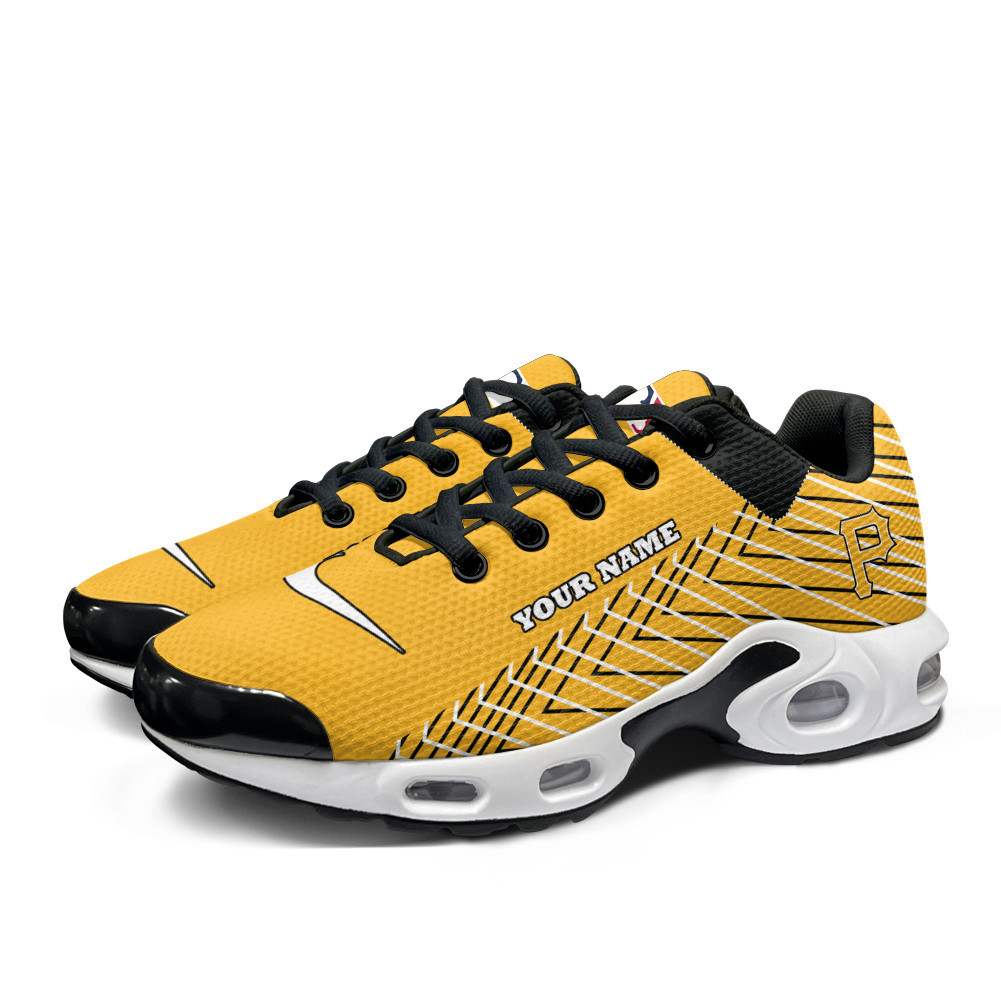 Pittsburgh Pirates Personalized Name Team Colors Jagged Lines TN Air Max Shoes Air Cushion Sneakers