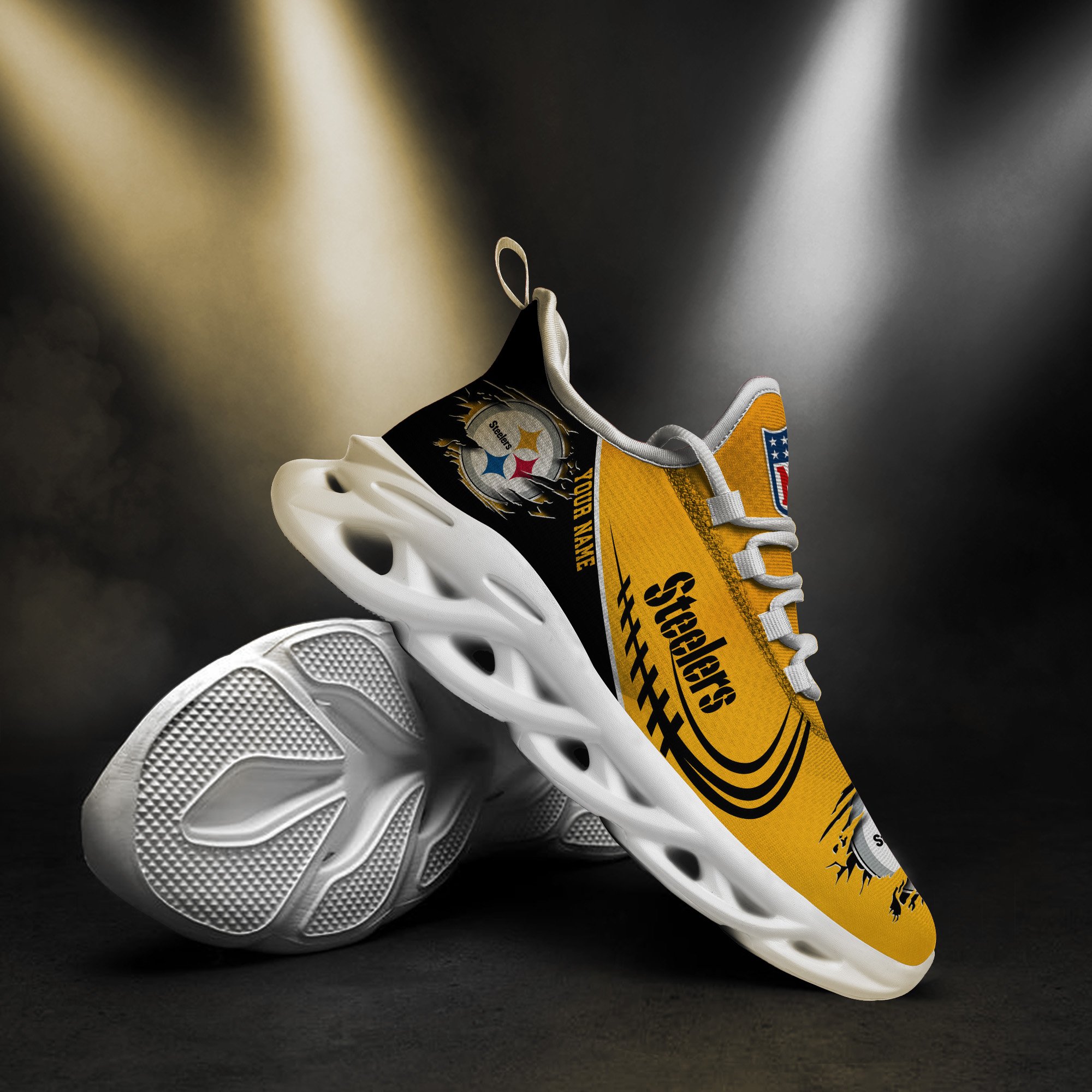 Pittsburgh Steelers Black Max Soul Shoes 2025 Versions Custom Name 003