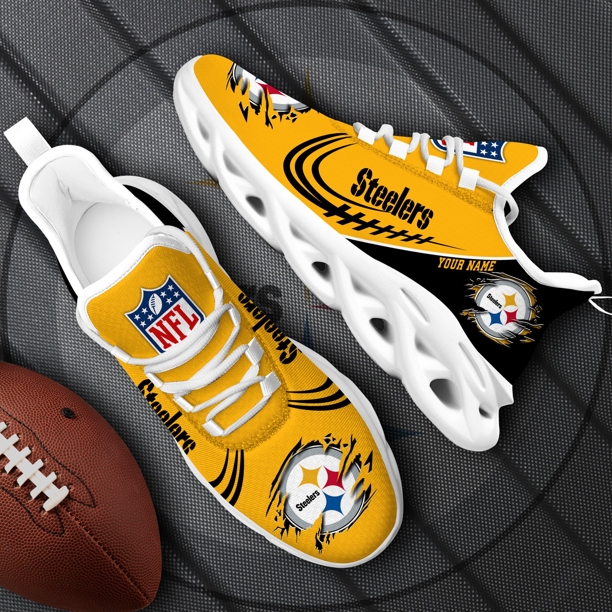 Pittsburgh Steelers Black Max Soul Shoes 2025 Versions Custom Name 003