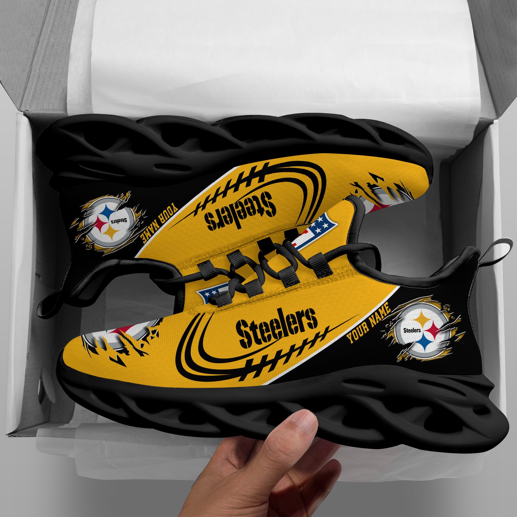 Pittsburgh Steelers Black Max Soul Shoes 2025 Versions Custom Name 003