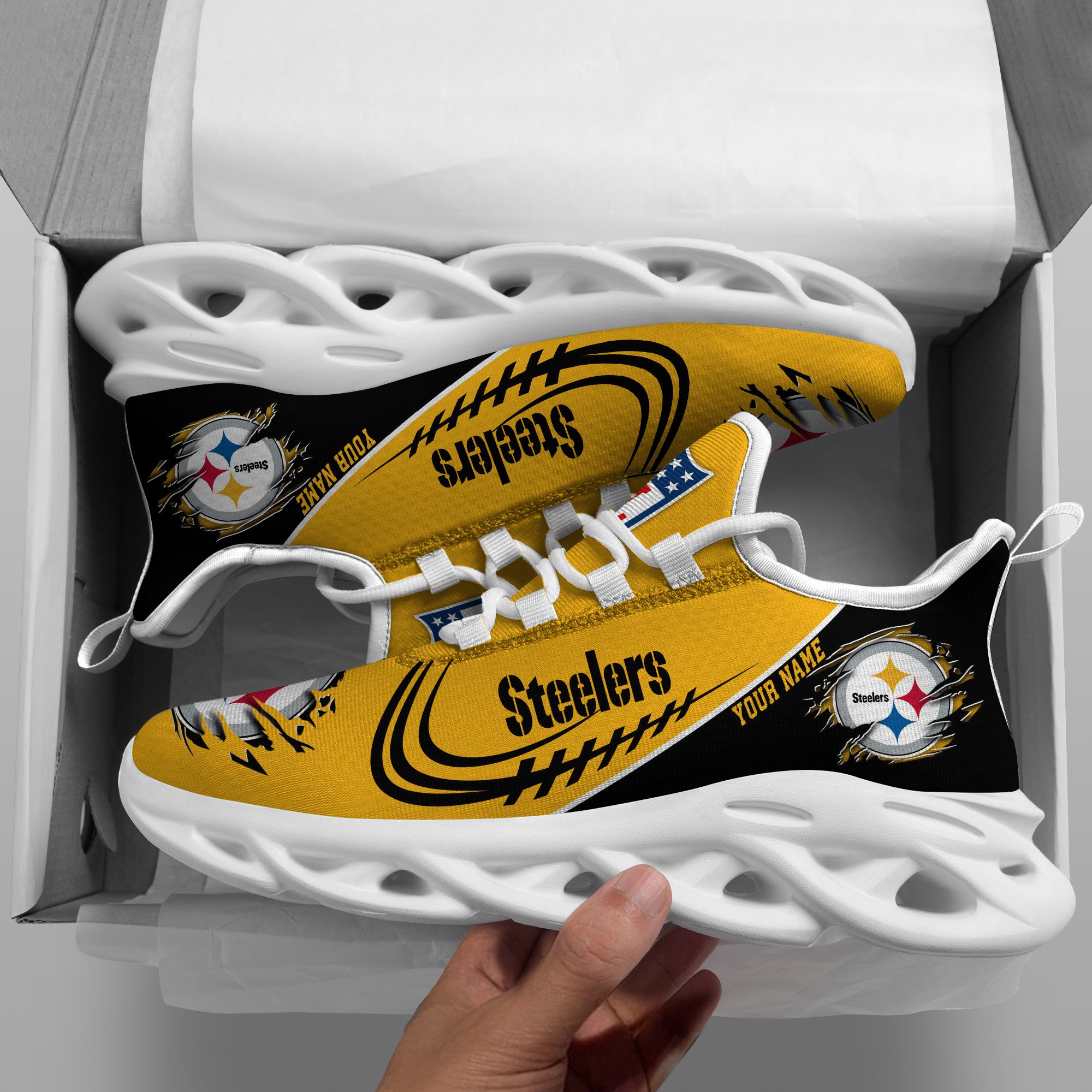 Pittsburgh Steelers Black Max Soul Shoes 2025 Versions Custom Name 003