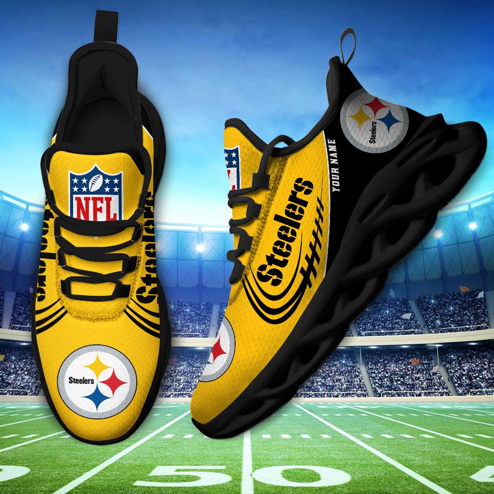 Pittsburgh Steelers Black Max Soul Shoes 2025 Versions Custom Name 630