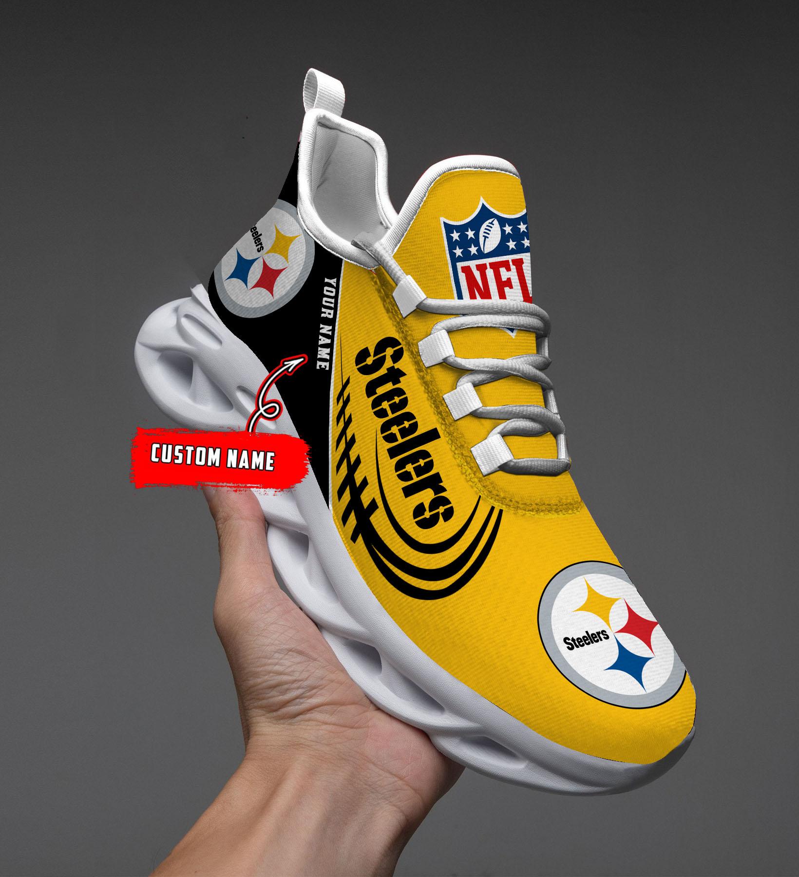 Pittsburgh Steelers Black Max Soul Shoes 2025 Versions Custom Name 630
