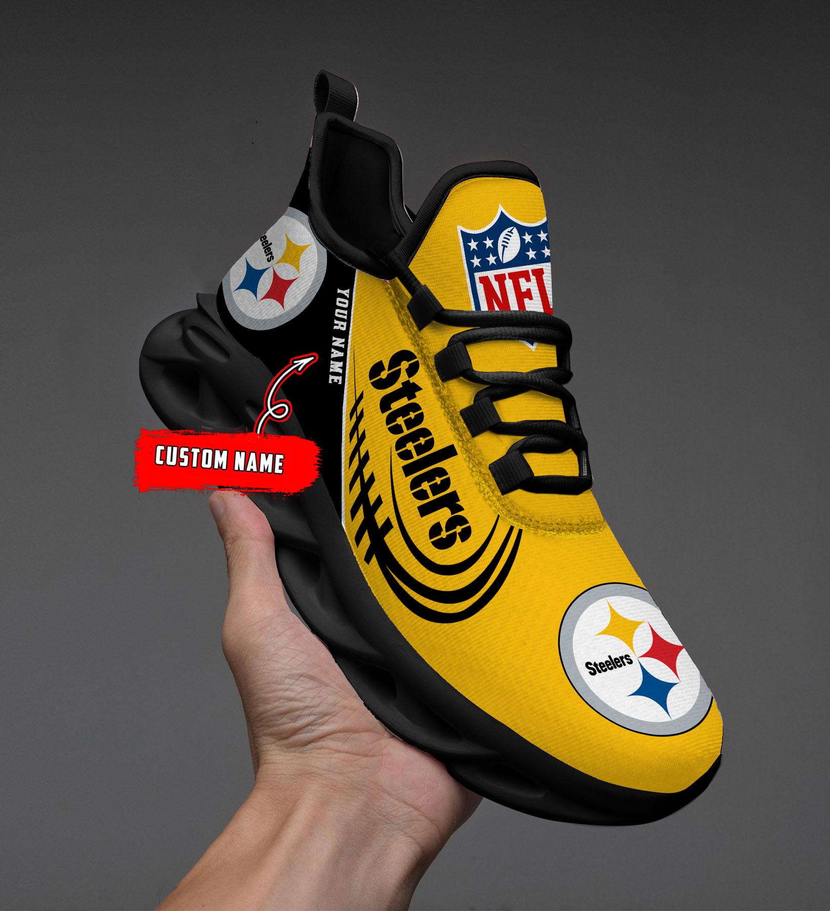 Pittsburgh Steelers Black Max Soul Shoes 2025 Versions Custom Name 630