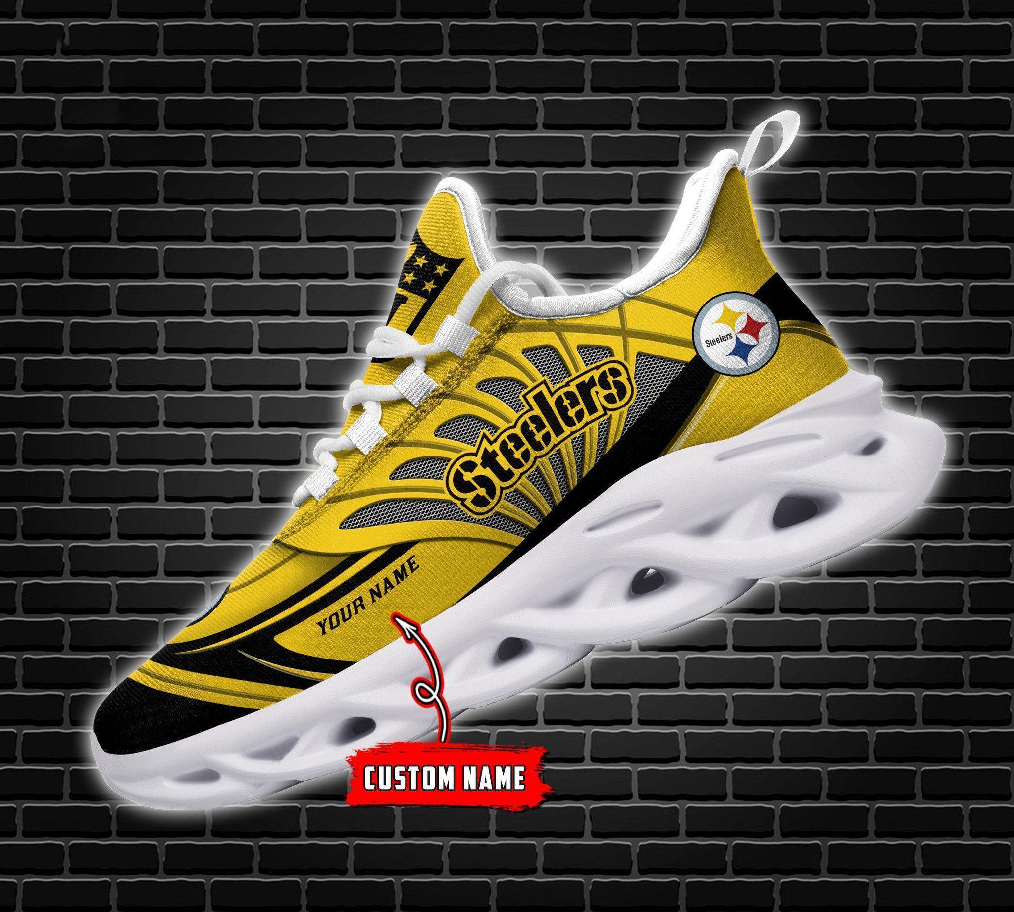 Pittsburgh Steelers Black Max Soul Shoes 2025 Versions Custom Name 637