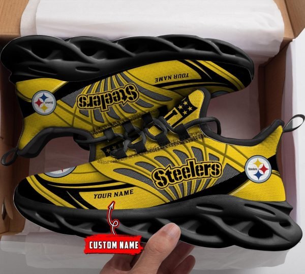 Pittsburgh Steelers Black Max Soul Shoes 2025 Versions Custom Name 637