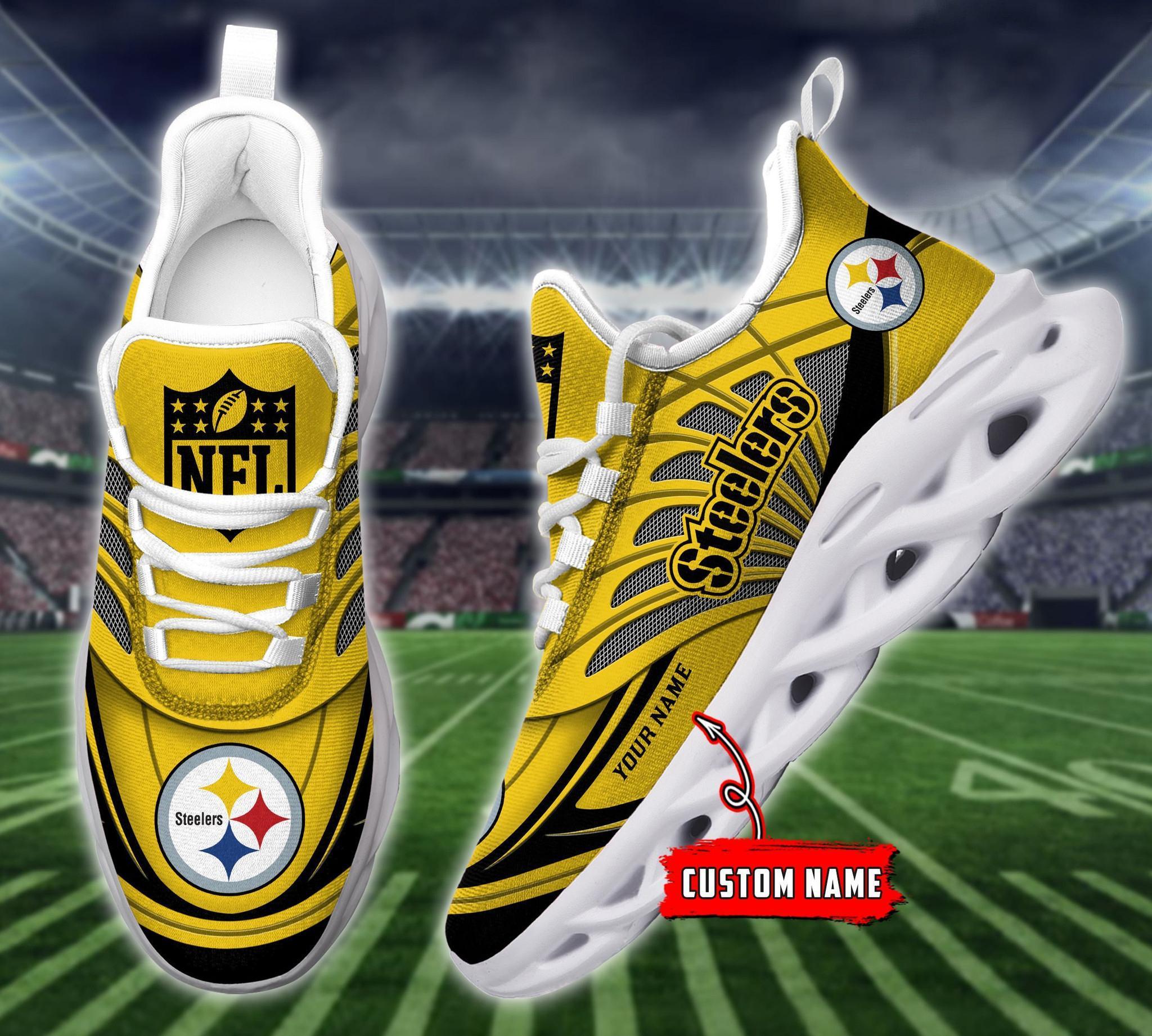 Pittsburgh Steelers Black Max Soul Shoes 2025 Versions Custom Name 637