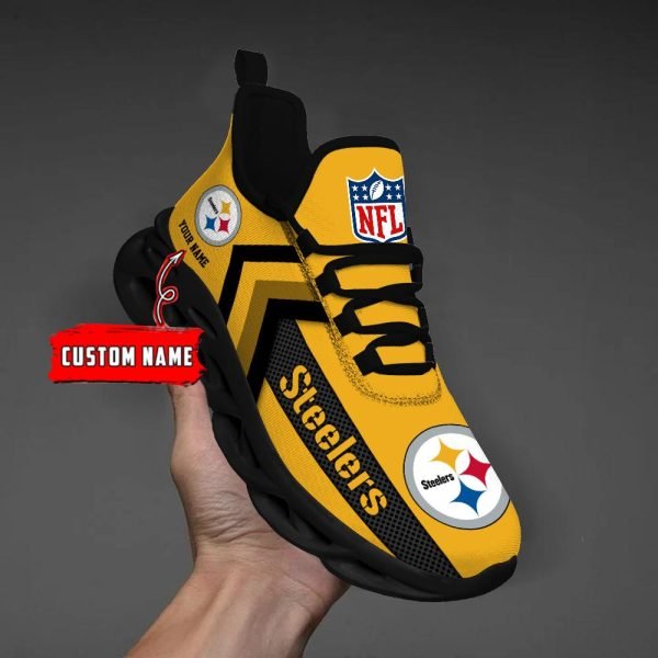 Pittsburgh Steelers Black Max Soul Shoes 2025 Versions Custom Name 638