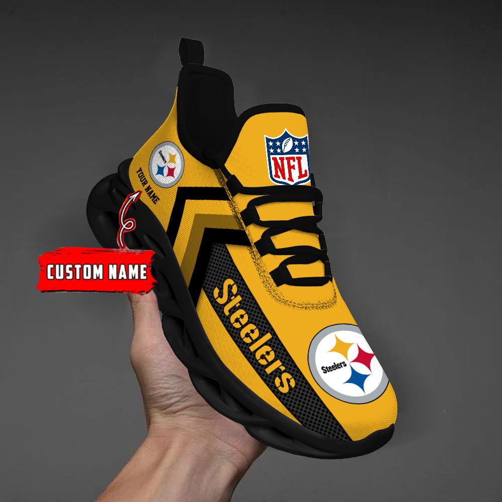 Pittsburgh Steelers Black Max Soul Shoes 2025 Versions Custom Name 638