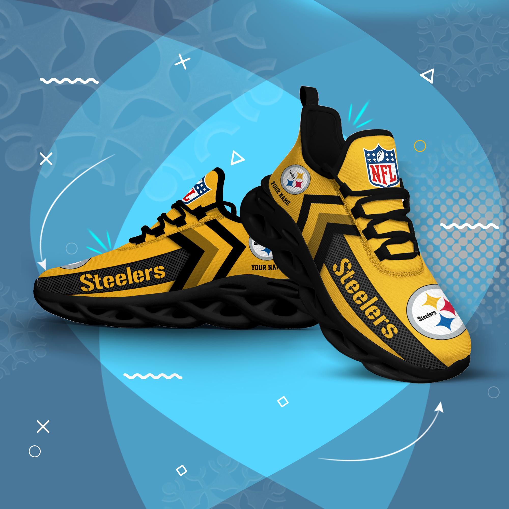 Pittsburgh Steelers Black Max Soul Shoes 2025 Versions Custom Name 638