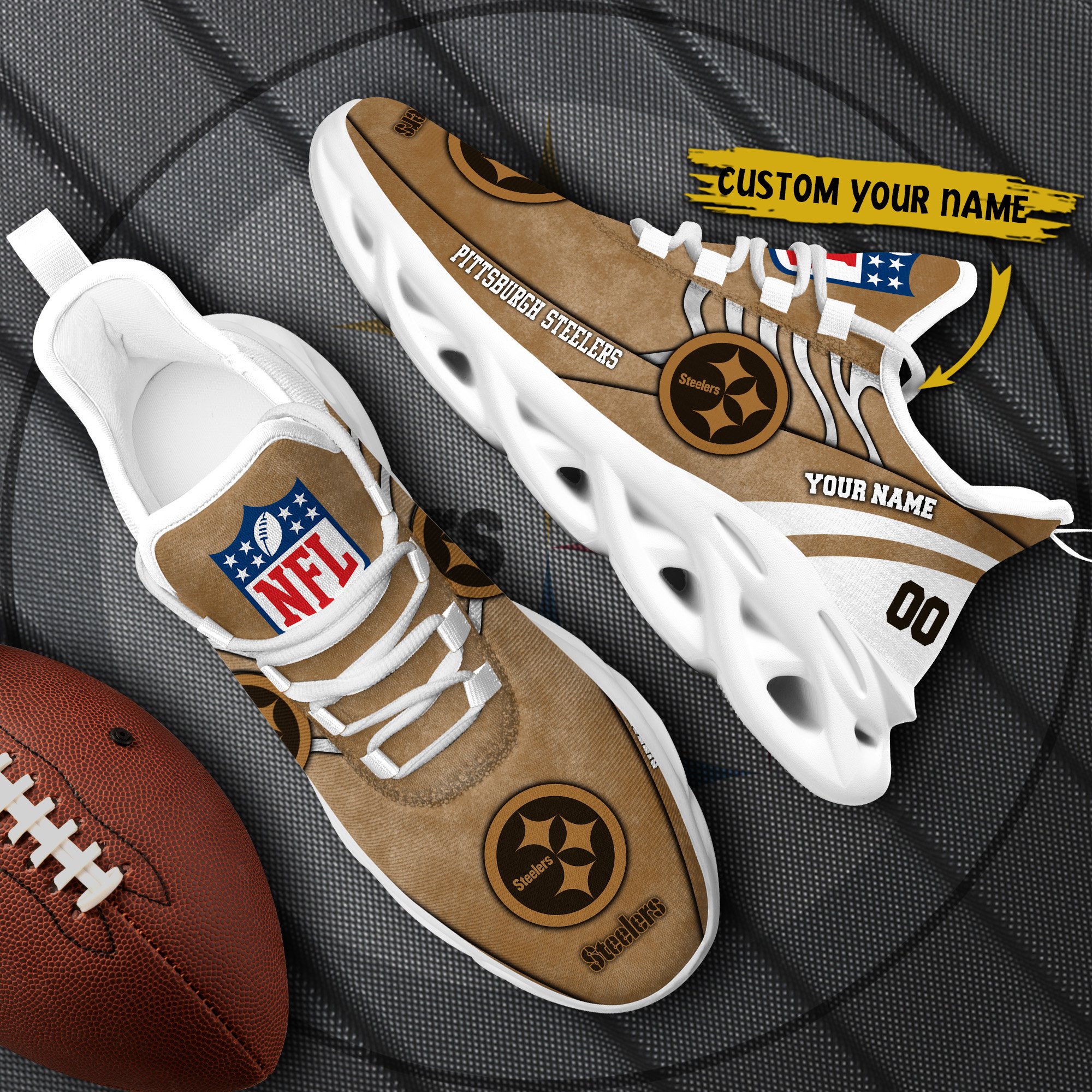 Pittsburgh Steelers Black Max Soul Shoes 2025 Versions Custom Your Name And Number 264