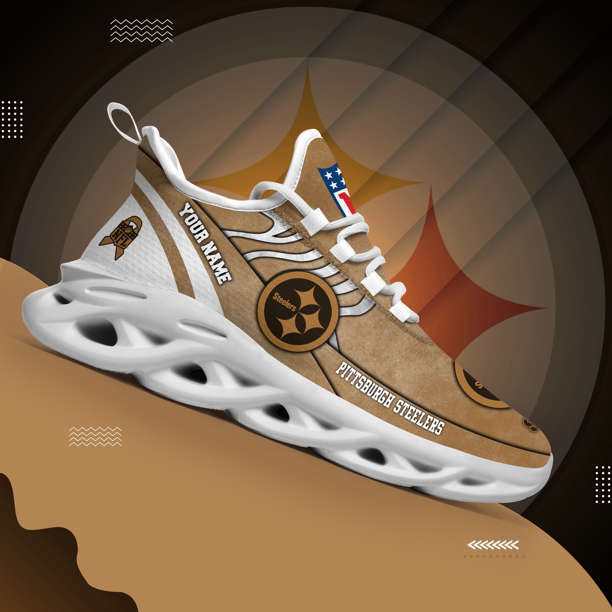 Pittsburgh Steelers Black Max Soul Shoes 2025 Versions Custom Your Name And Number 264