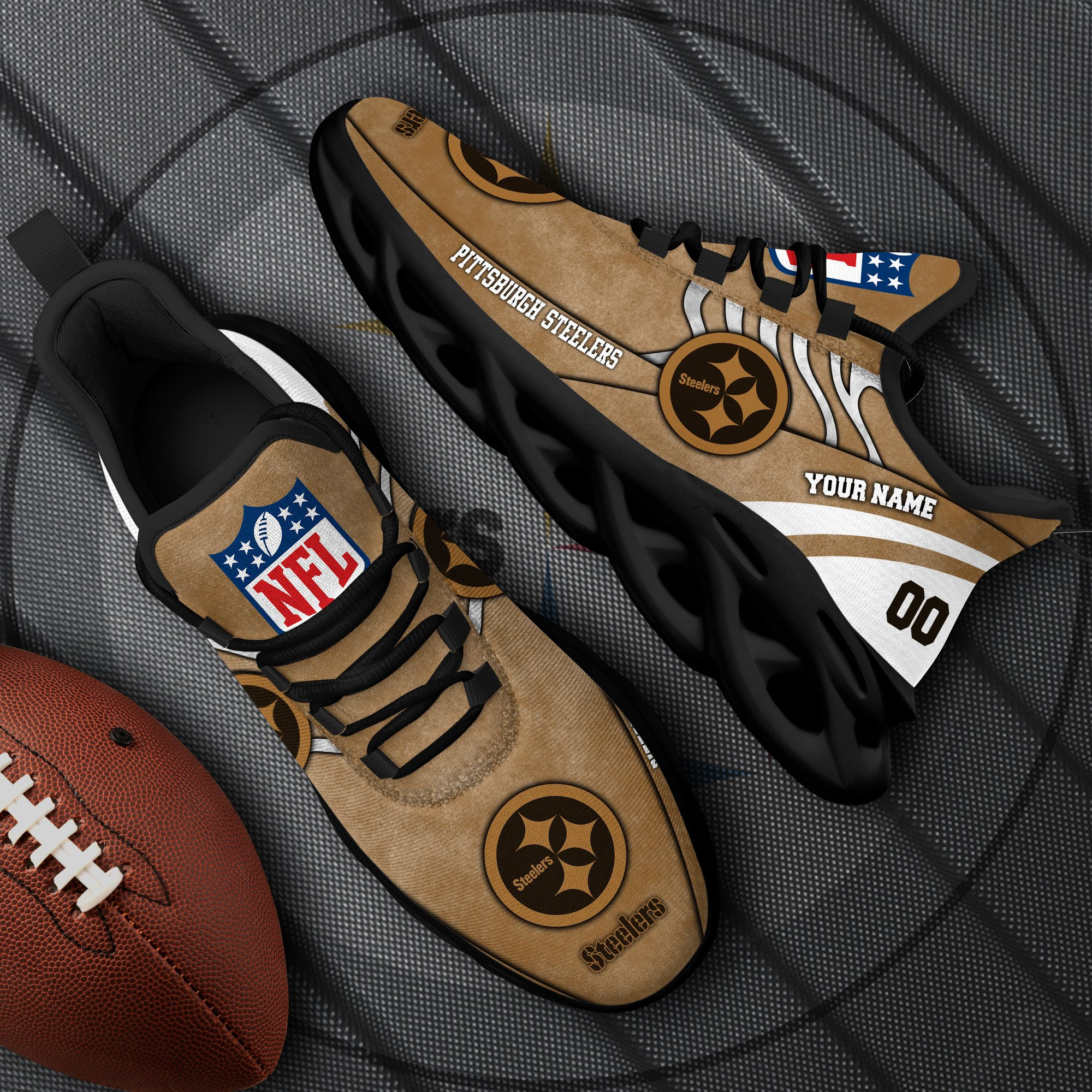 Pittsburgh Steelers Black Max Soul Shoes 2025 Versions Custom Your Name And Number 264