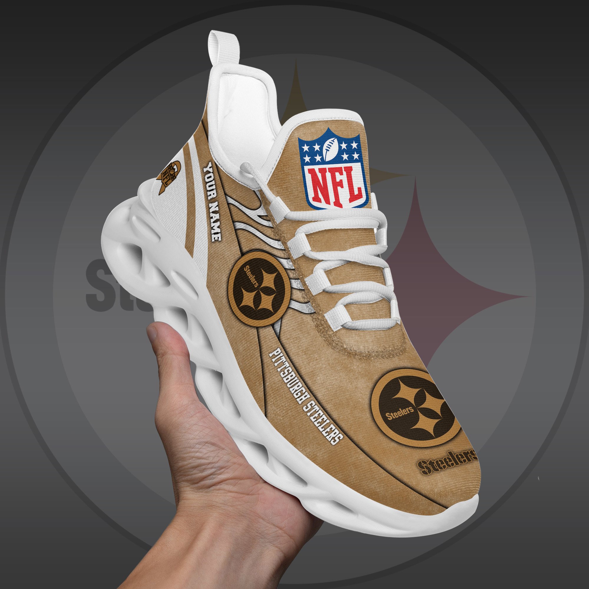 Pittsburgh Steelers Black Max Soul Shoes 2025 Versions Custom Your Name And Number 264