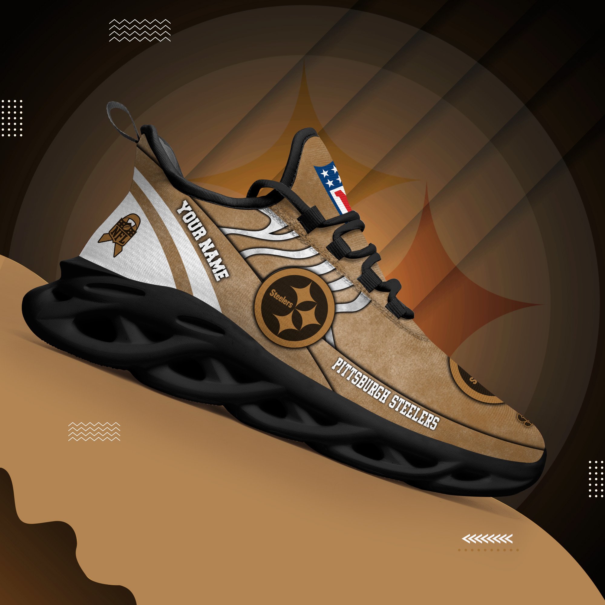 Pittsburgh Steelers Black Max Soul Shoes 2025 Versions Custom Your Name And Number 264