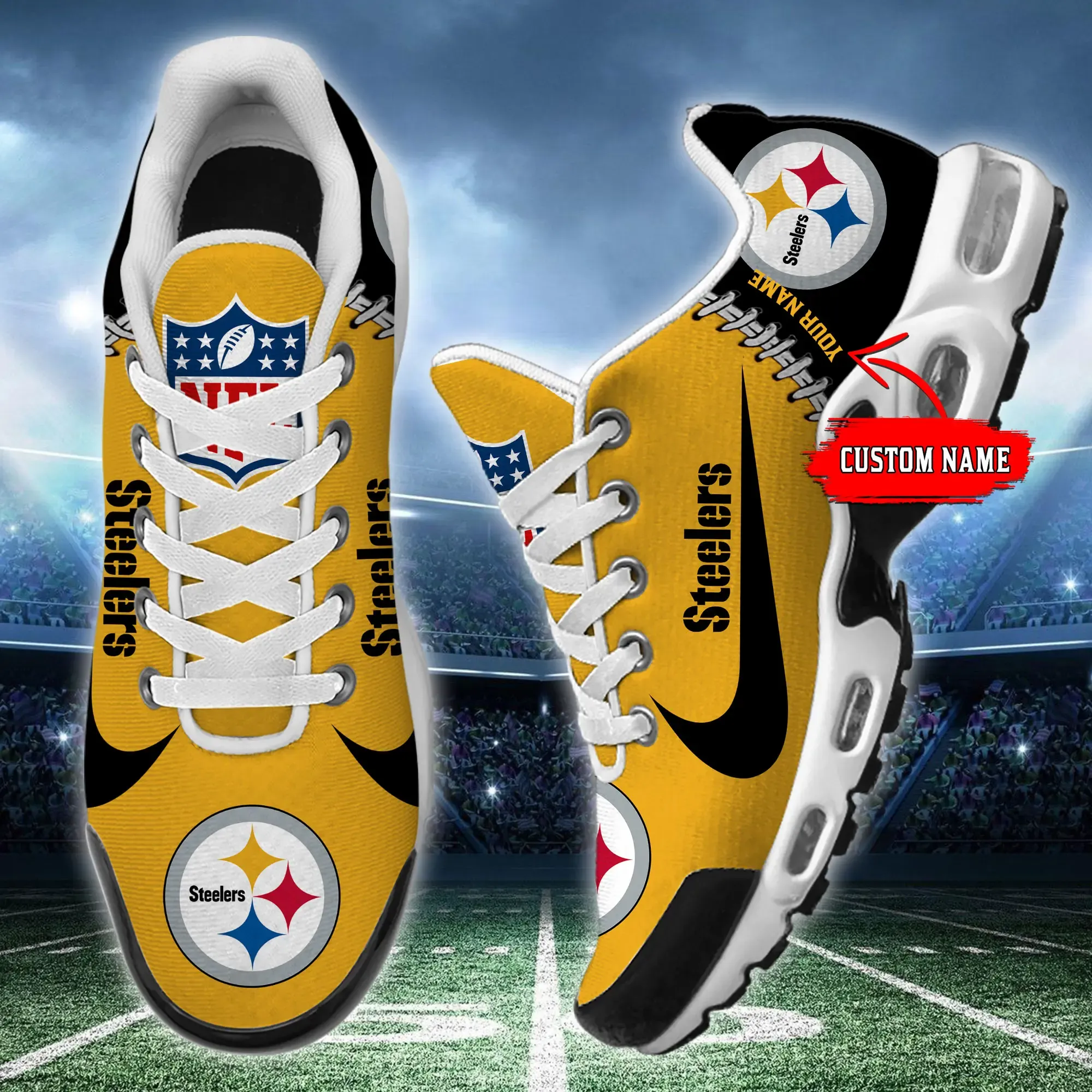 Pittsburgh Steelers New Air Max Plus TN Shoes Air Cushion Sneaker 608ON-4295