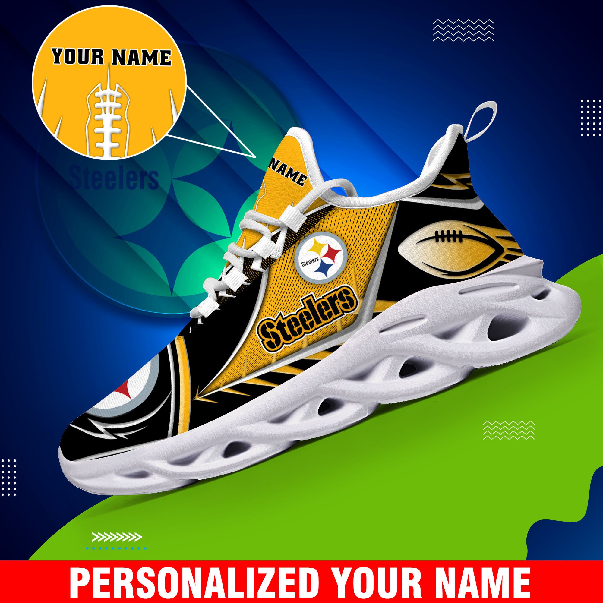 Pittsburgh Steelers Sport White C Sneakers 2025 Version Personalized Your Name 528