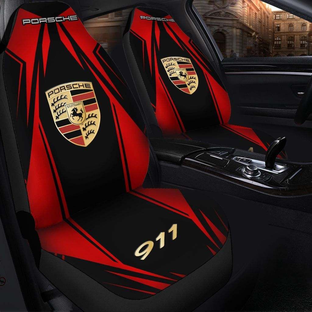 Porsche 911 Car Seat Cover (Set Of 2) Ver 1 (Red) 