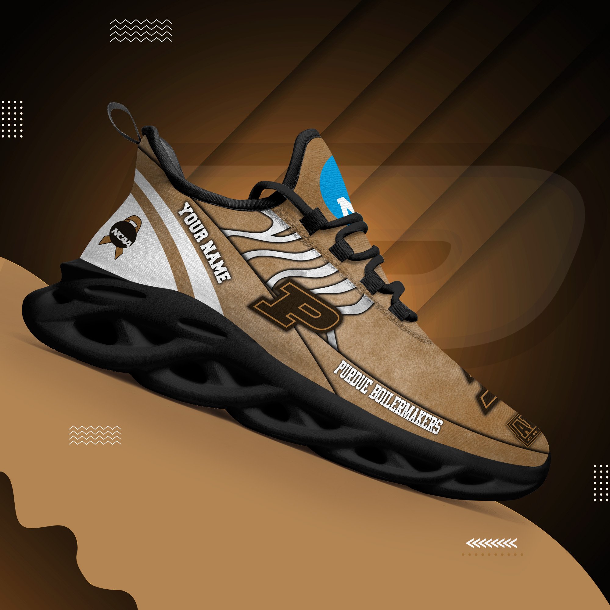 Purdue Boilermakers Black Max Soul Shoes 2025 Versions Custom Your Name And Number 312