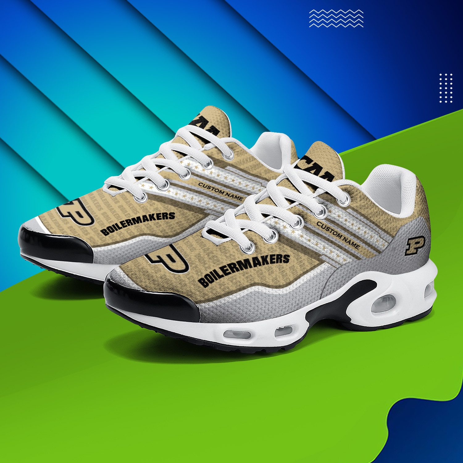 Purdue Boilermakers Personalized Name Team Logo Mix Colors Star Line TN Air Max Shoes Air Cushion Sneakers