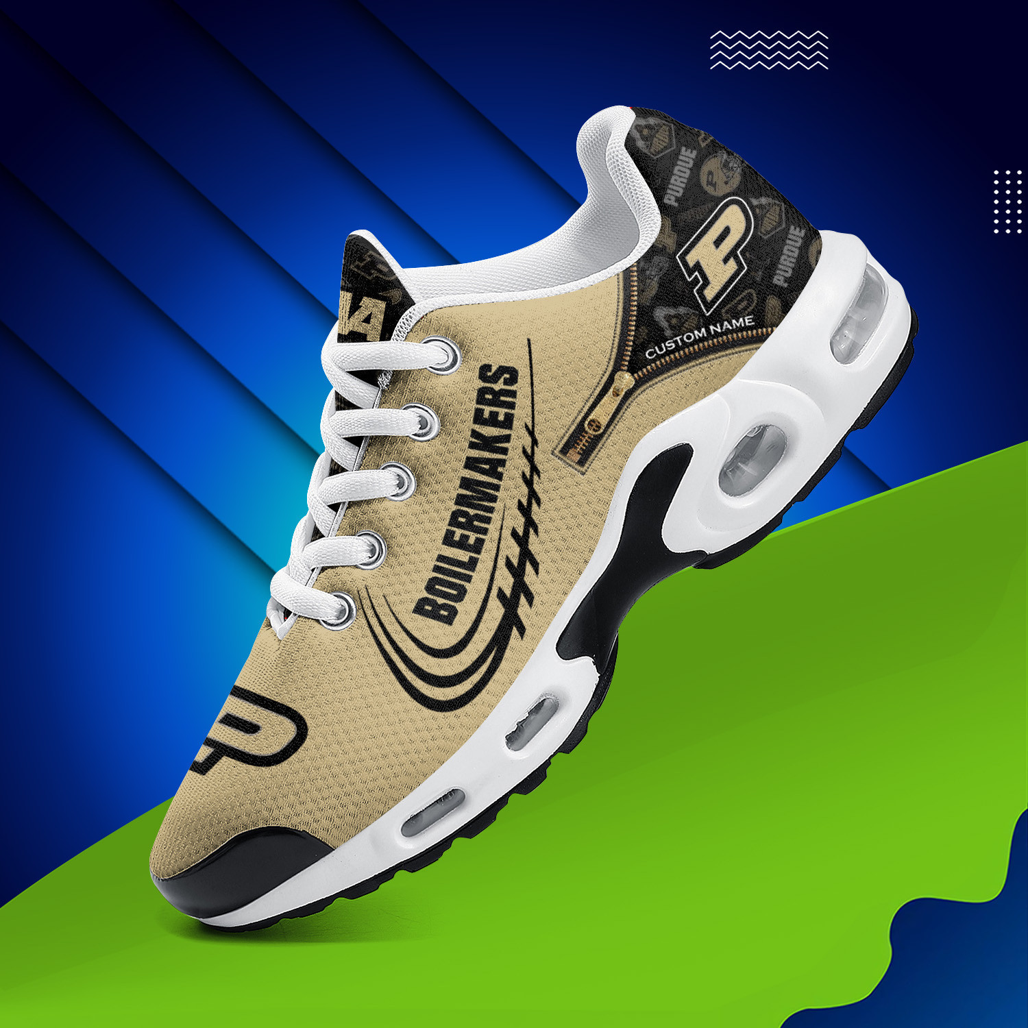 Purdue Boilermakers Personalized Name Team Logo Mix Colors Zipped Line TN Shoes Air Cushion Sneakers