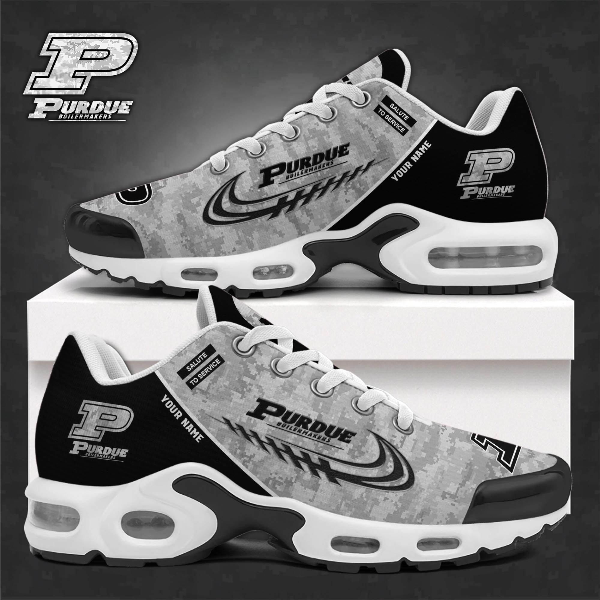 Purdue Boilermakers TN Shoes 2025 Version Custom Name, Camouflage Shoes   PH585