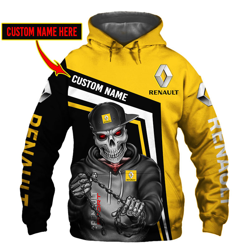 Renault Skull Tshirt, sweatshirt, Polo, Hawaiian, Hoodie 3D Apparel Full Printing Custom Name 