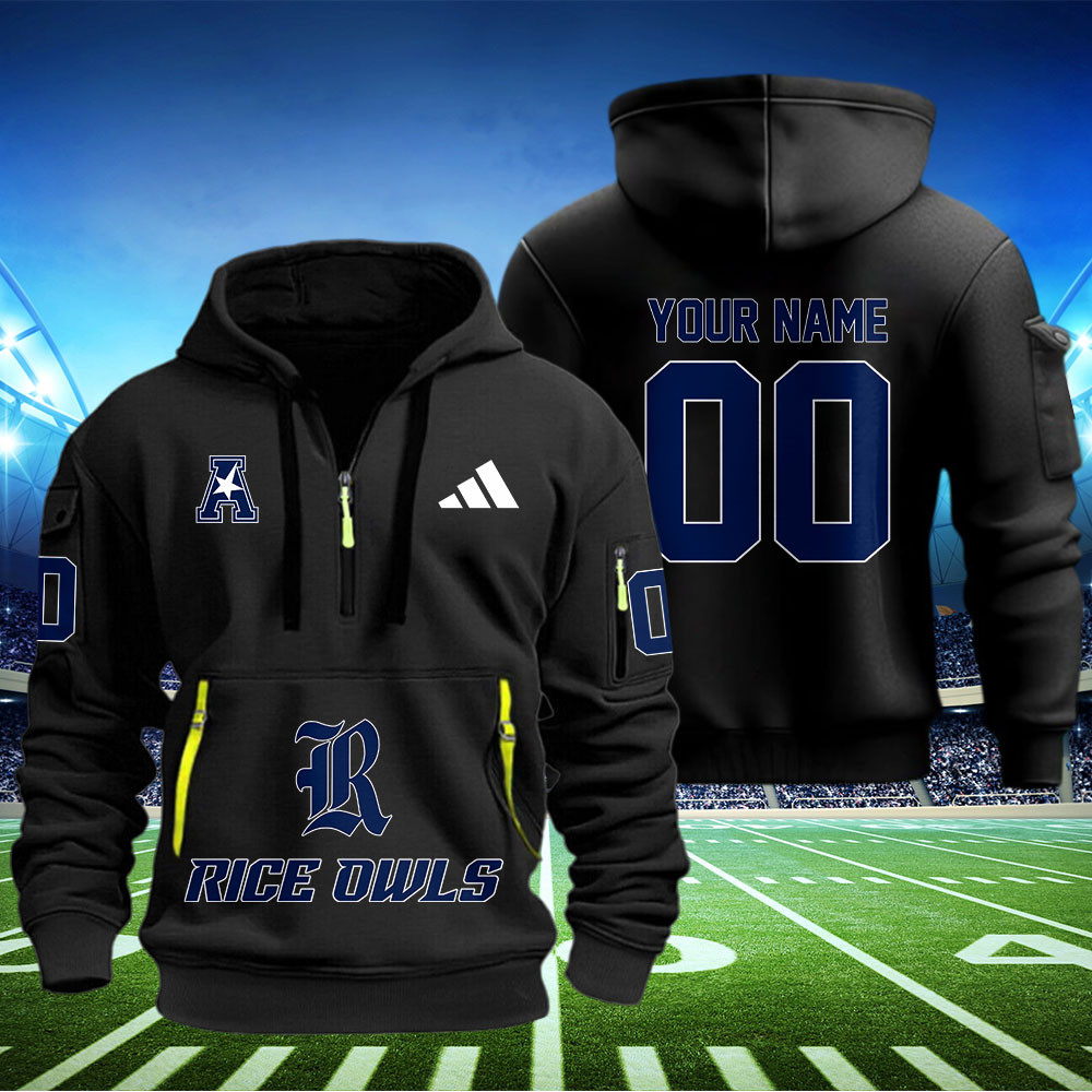 Rice Owls Football Quarter Zip Hoodie 