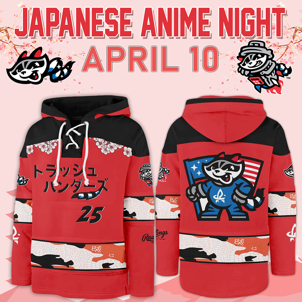 Rocket City Trash Pandas 2025 Japanese Anime Night Lace up Hoodie 