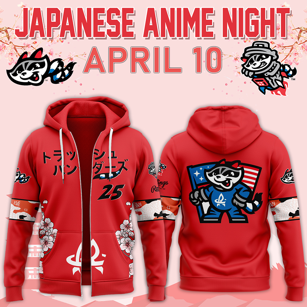 Rocket City Trash Pandas 2025 Japanese Anime Night Zip Hoodie 