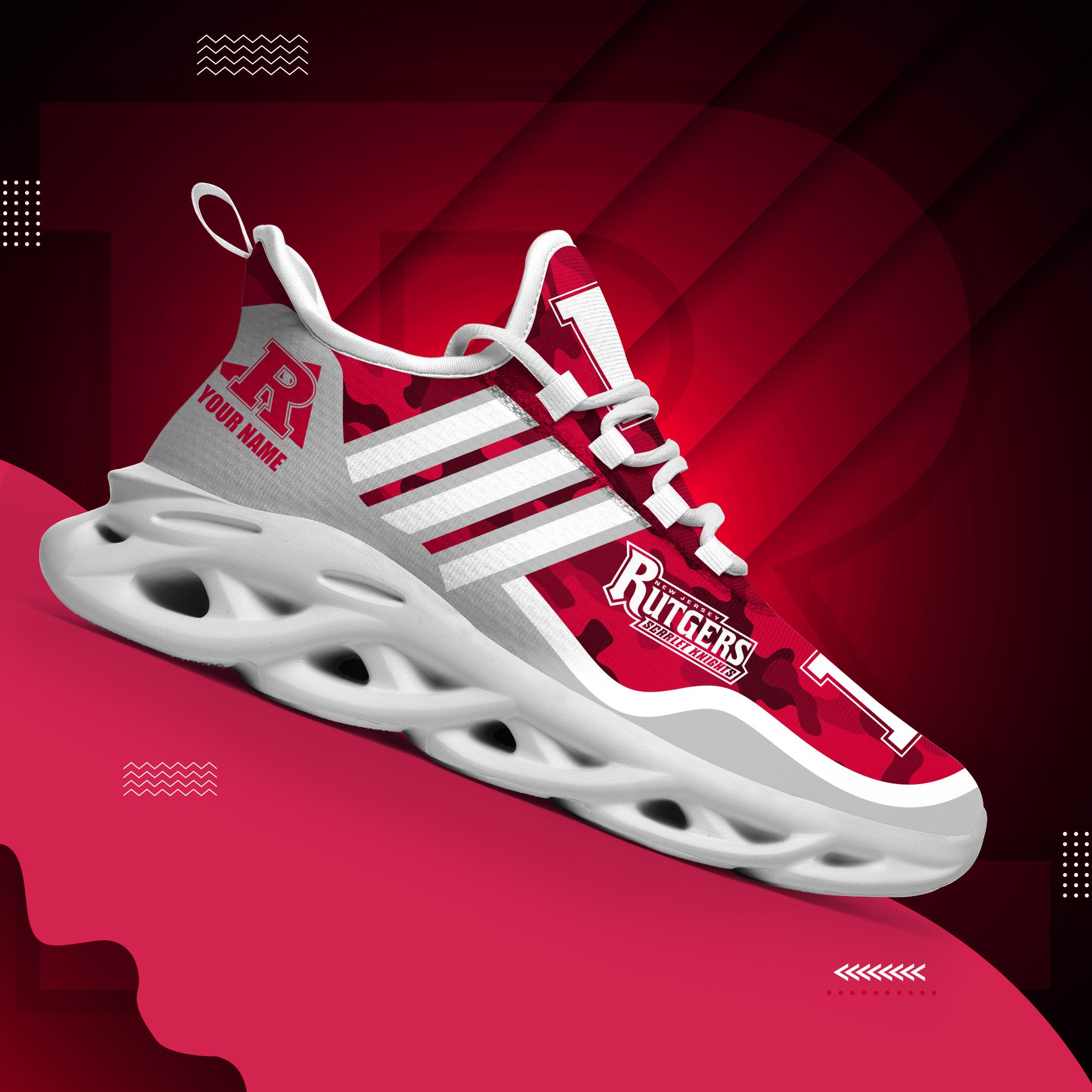 Rutgers Scarlet Knights Black Max Soul Shoes 2025 Versions Custom Name 466