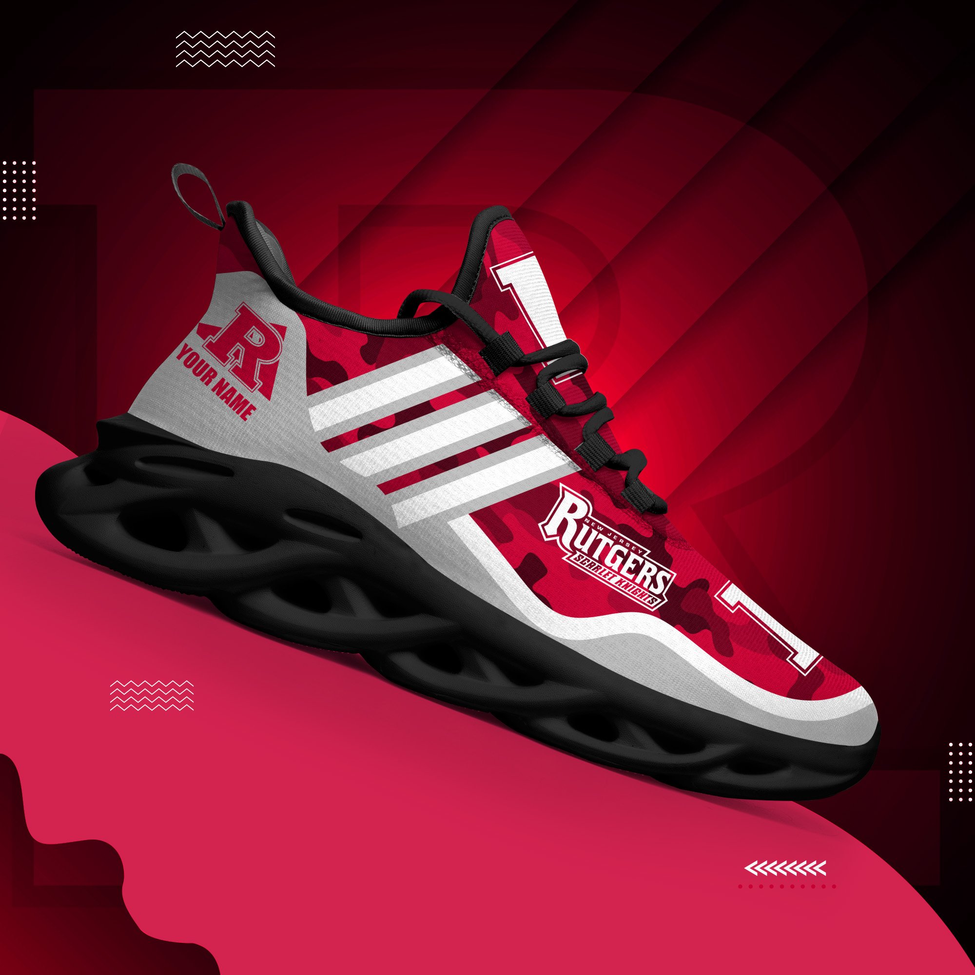 Rutgers Scarlet Knights Black Max Soul Shoes 2025 Versions Custom Name 466
