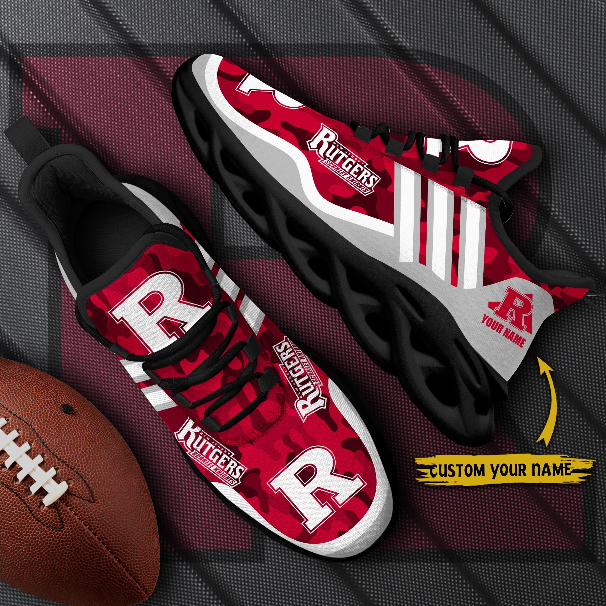 Rutgers Scarlet Knights Black Max Soul Shoes 2025 Versions Custom Name 466