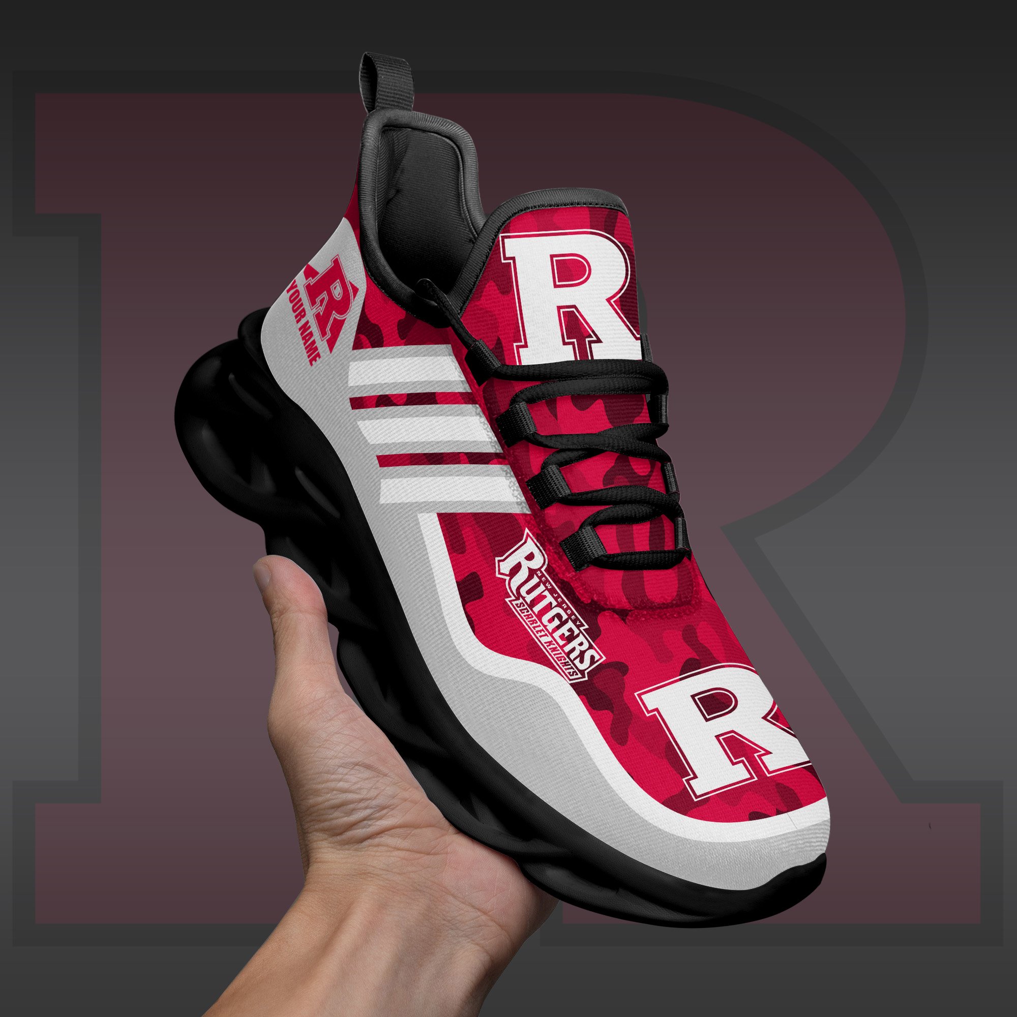 Rutgers Scarlet Knights Black Max Soul Shoes 2025 Versions Custom Name 466