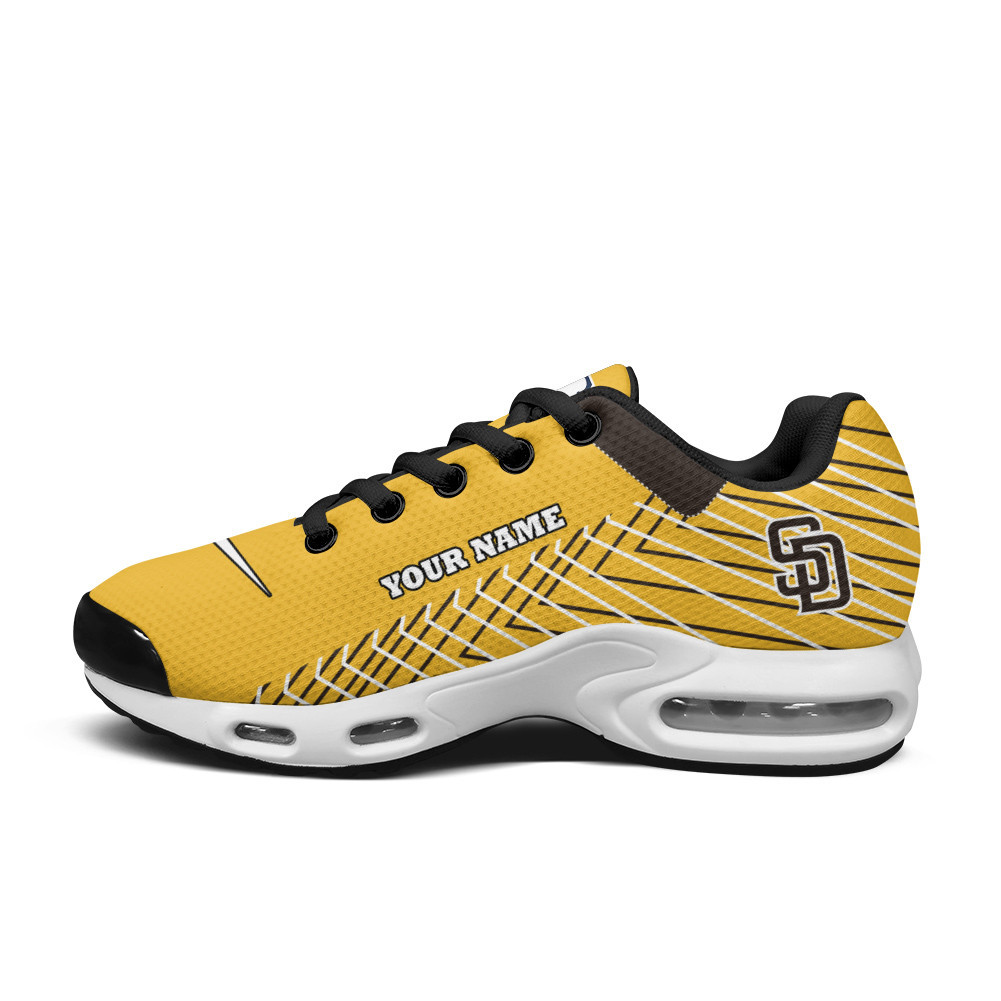San Diego Padres Personalized Name Team Colors Jagged Lines TN Air Max Shoes Air Cushion Sneakers