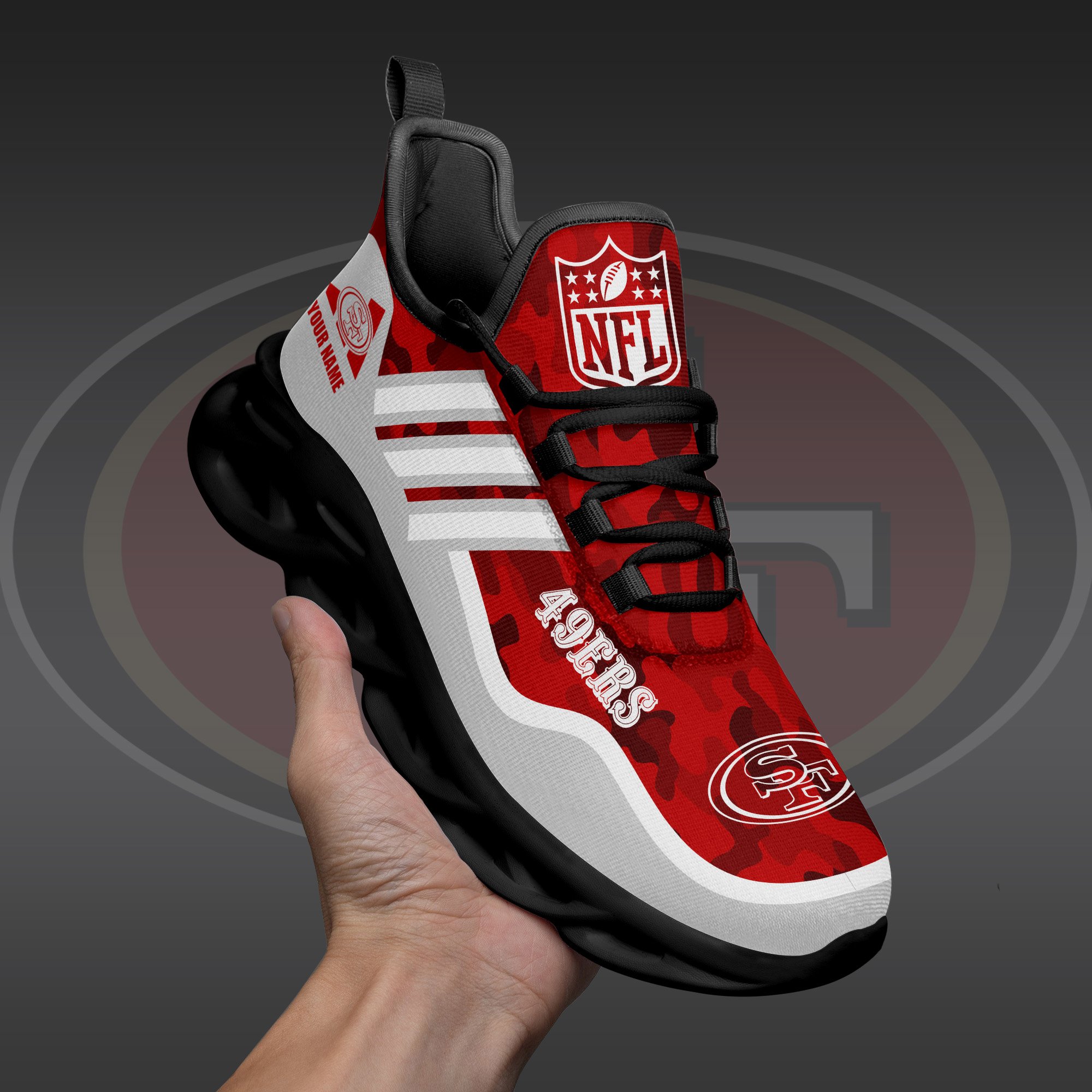 San Francisco 49Ers Black Max Soul Shoes 2025 Versions Custom Name 430