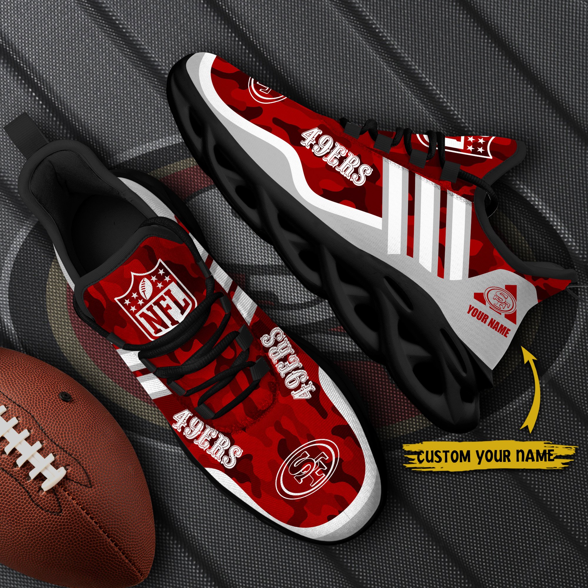 San Francisco 49Ers Black Max Soul Shoes 2025 Versions Custom Name 430