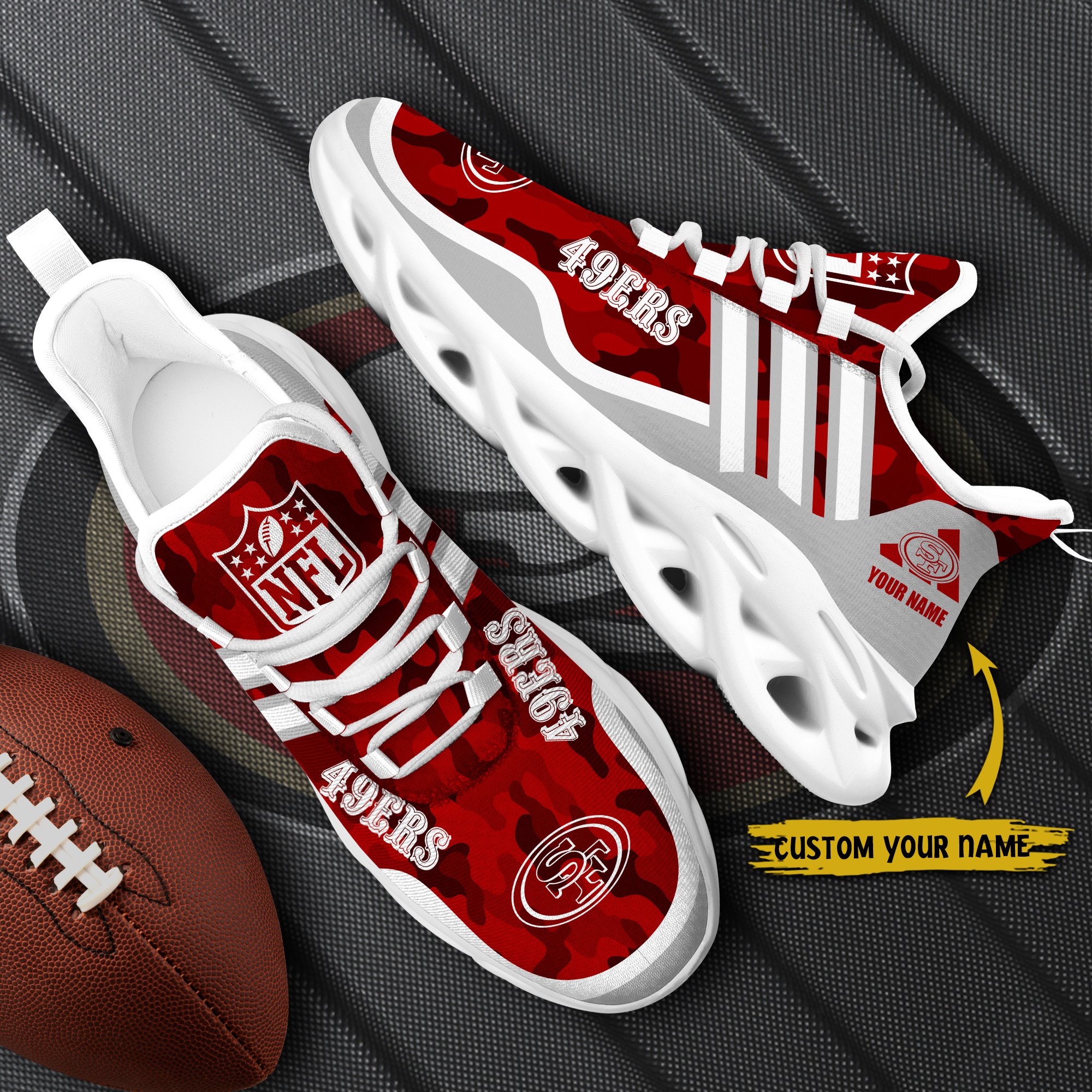San Francisco 49Ers Black Max Soul Shoes 2025 Versions Custom Name 430