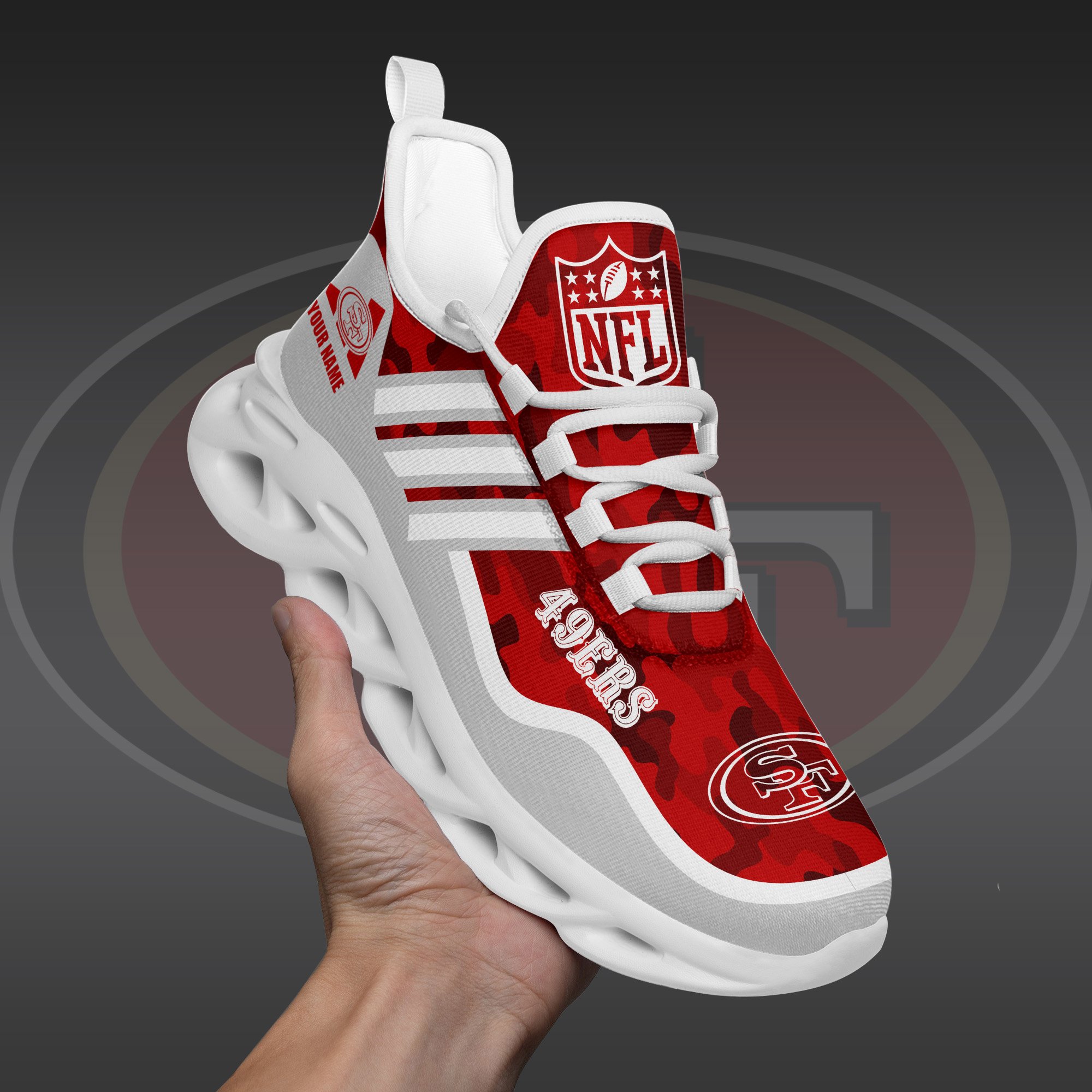 San Francisco 49Ers Black Max Soul Shoes 2025 Versions Custom Name 430