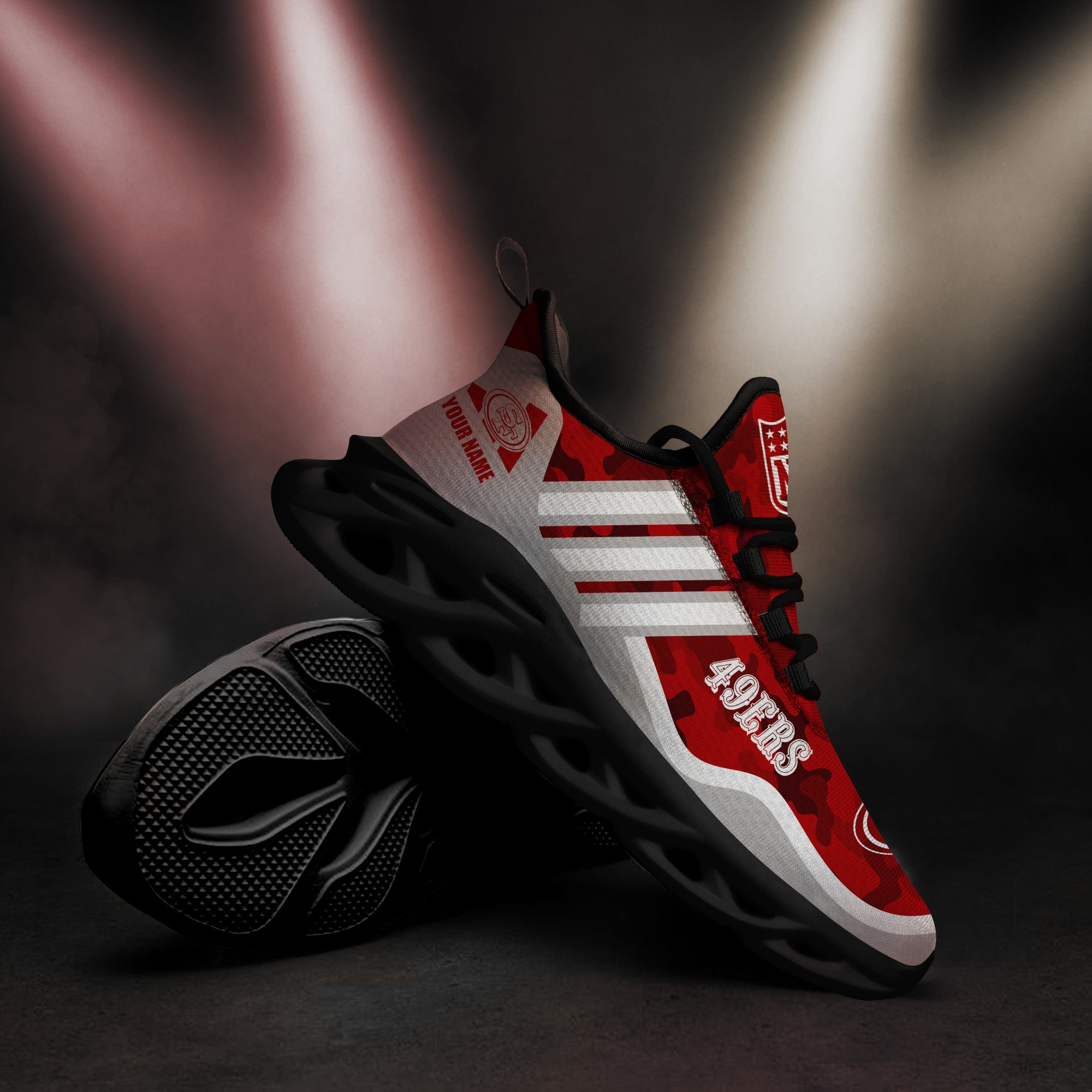 San Francisco 49Ers Black Max Soul Shoes 2025 Versions Custom Name 430