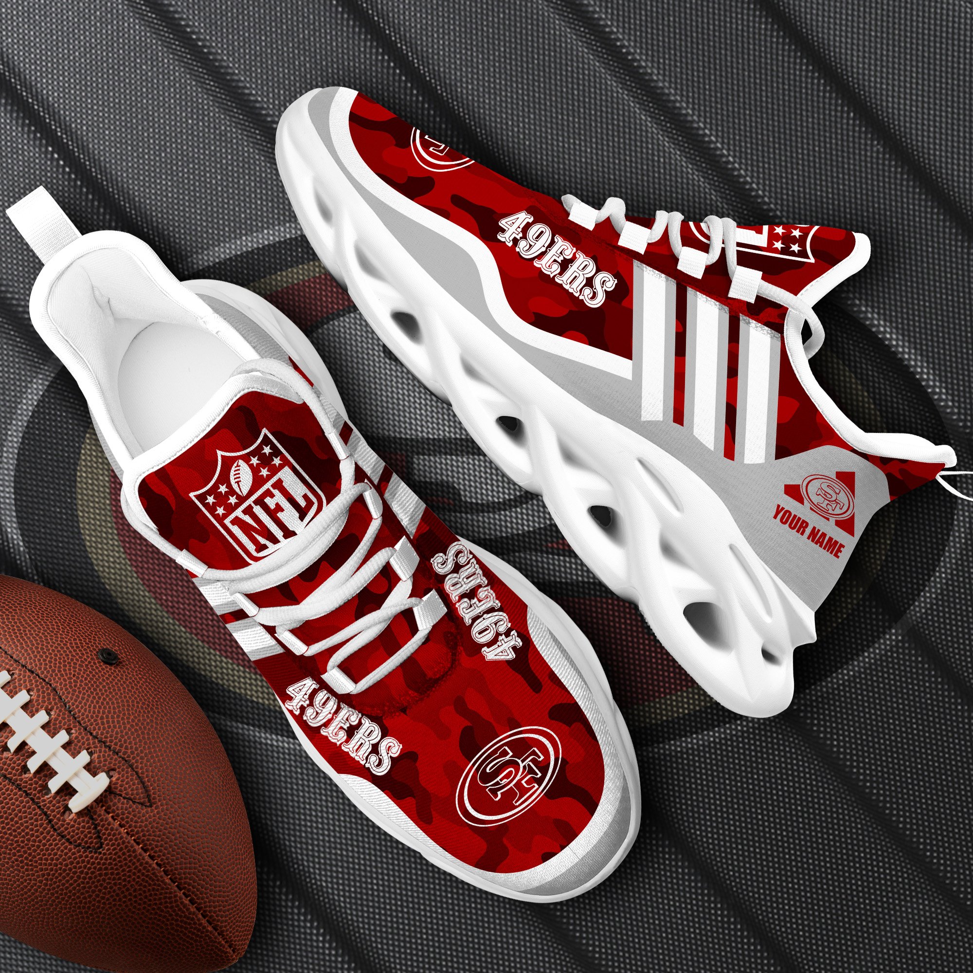 San Francisco 49Ers Black Max Soul Shoes 2025 Versions Custom Name 430
