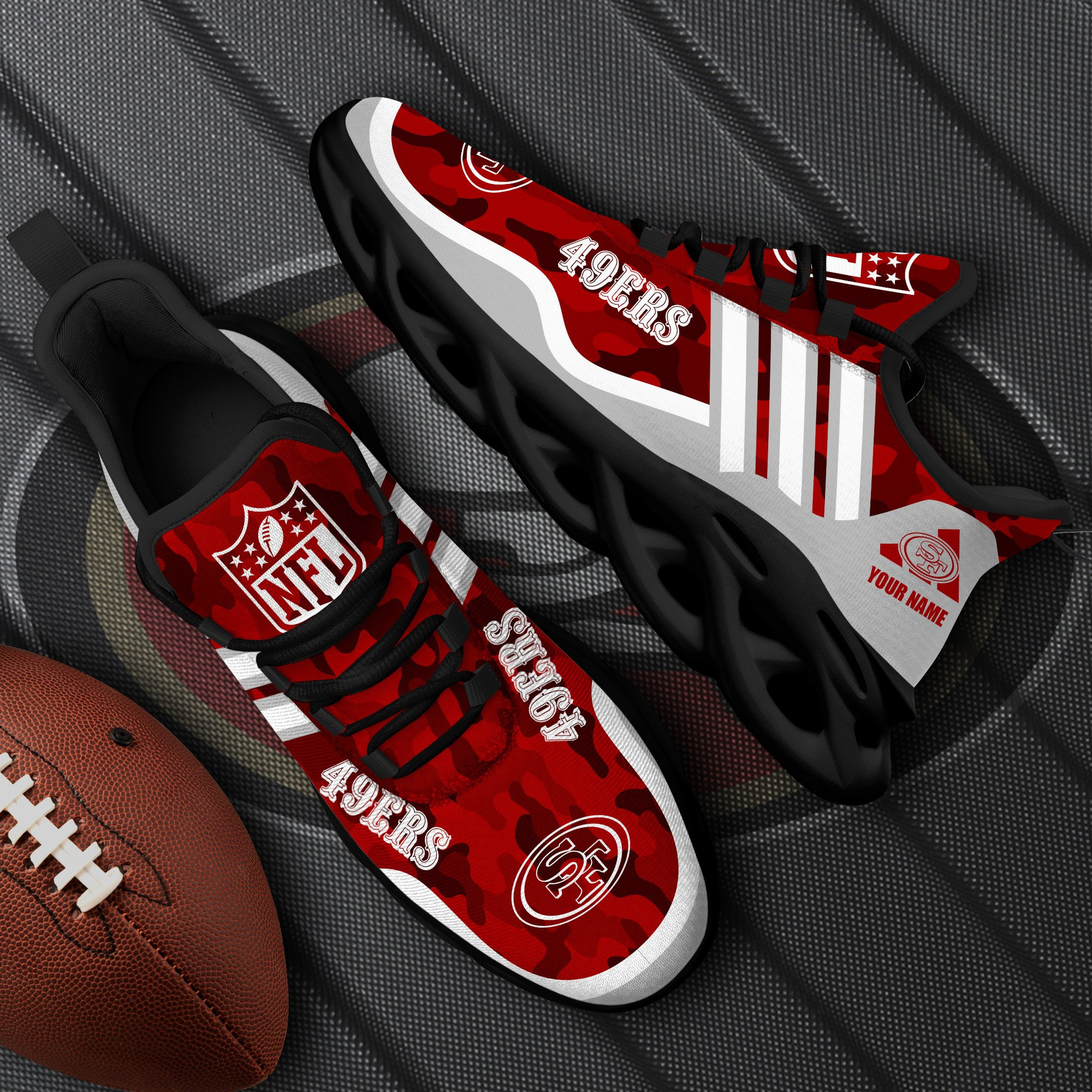 San Francisco 49Ers Black Max Soul Shoes 2025 Versions Custom Name 430