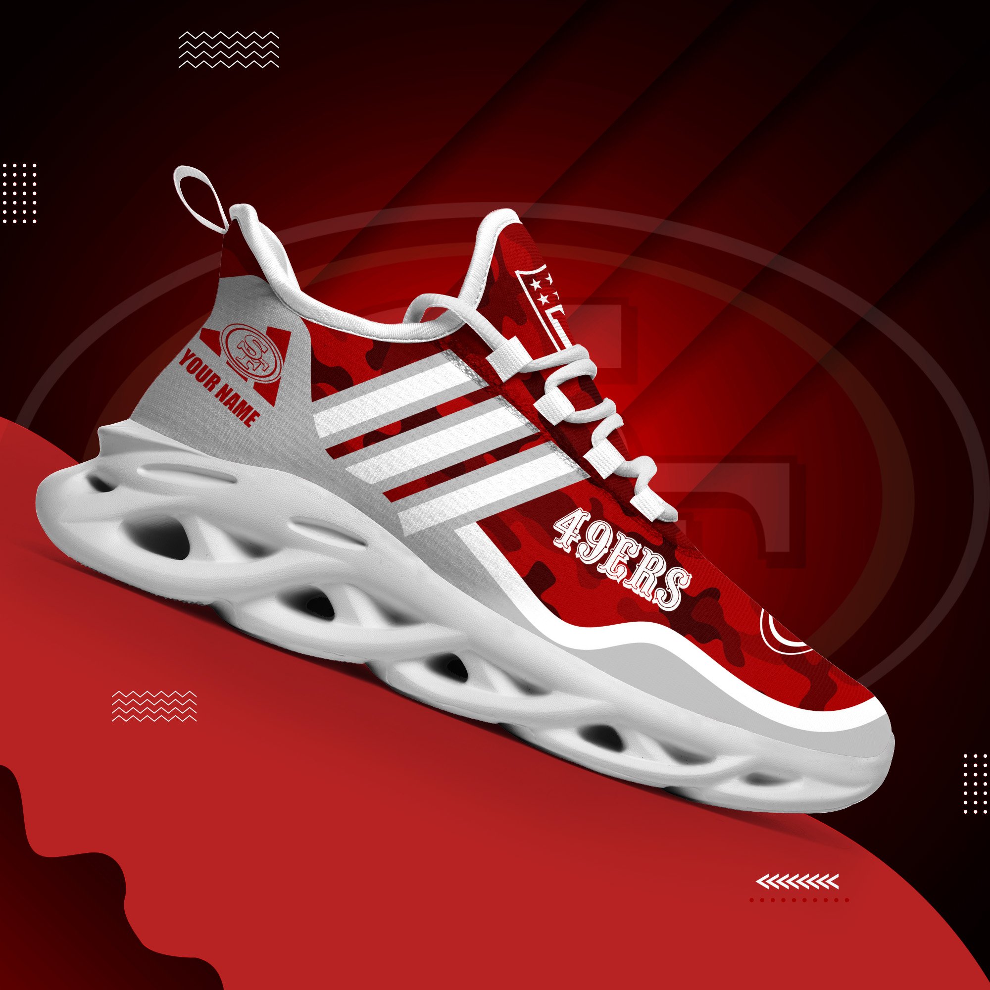 San Francisco 49Ers Black Max Soul Shoes 2025 Versions Custom Name 430